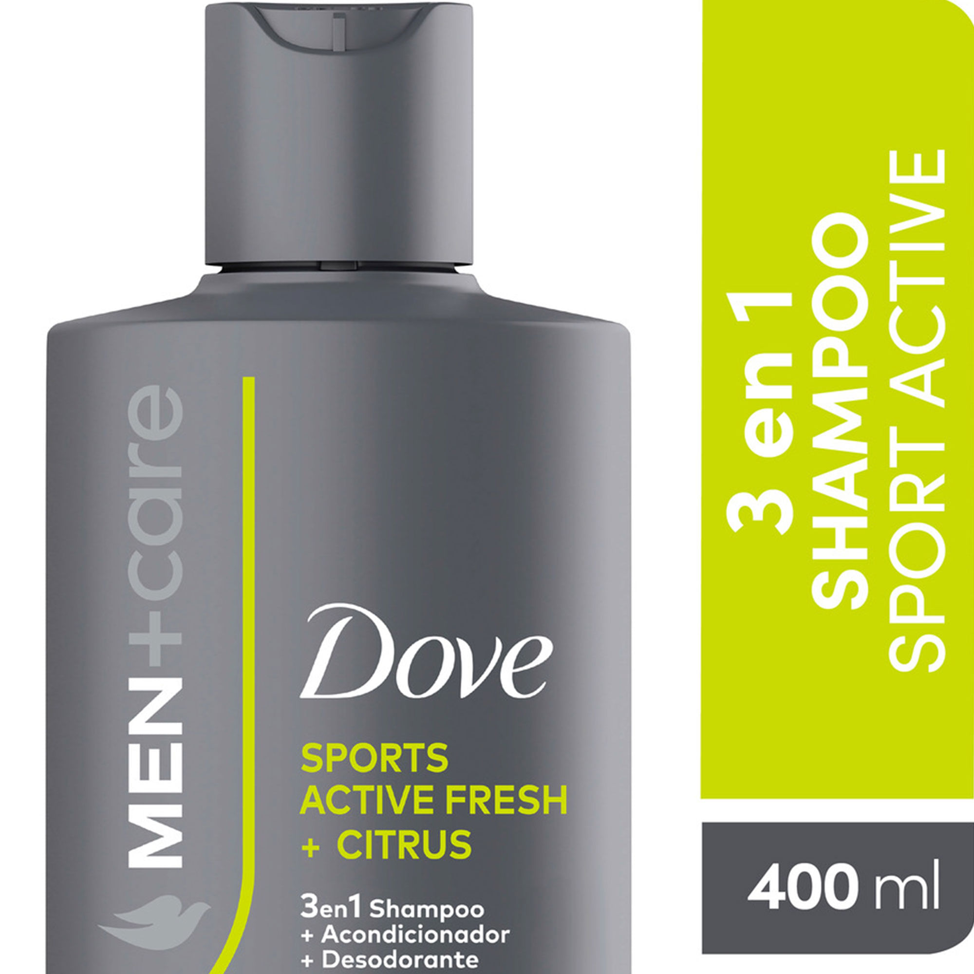 Shampoo Dove 3 en 1 Sport Active Fresh 400 ml
