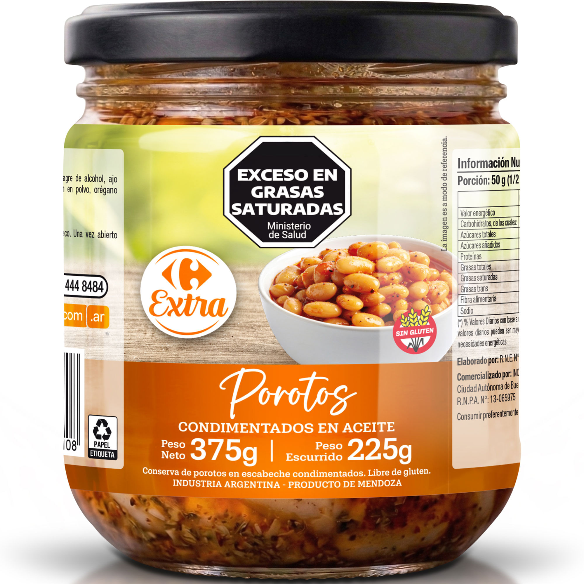Porotos condimentados Carrefour Extra 375 grs