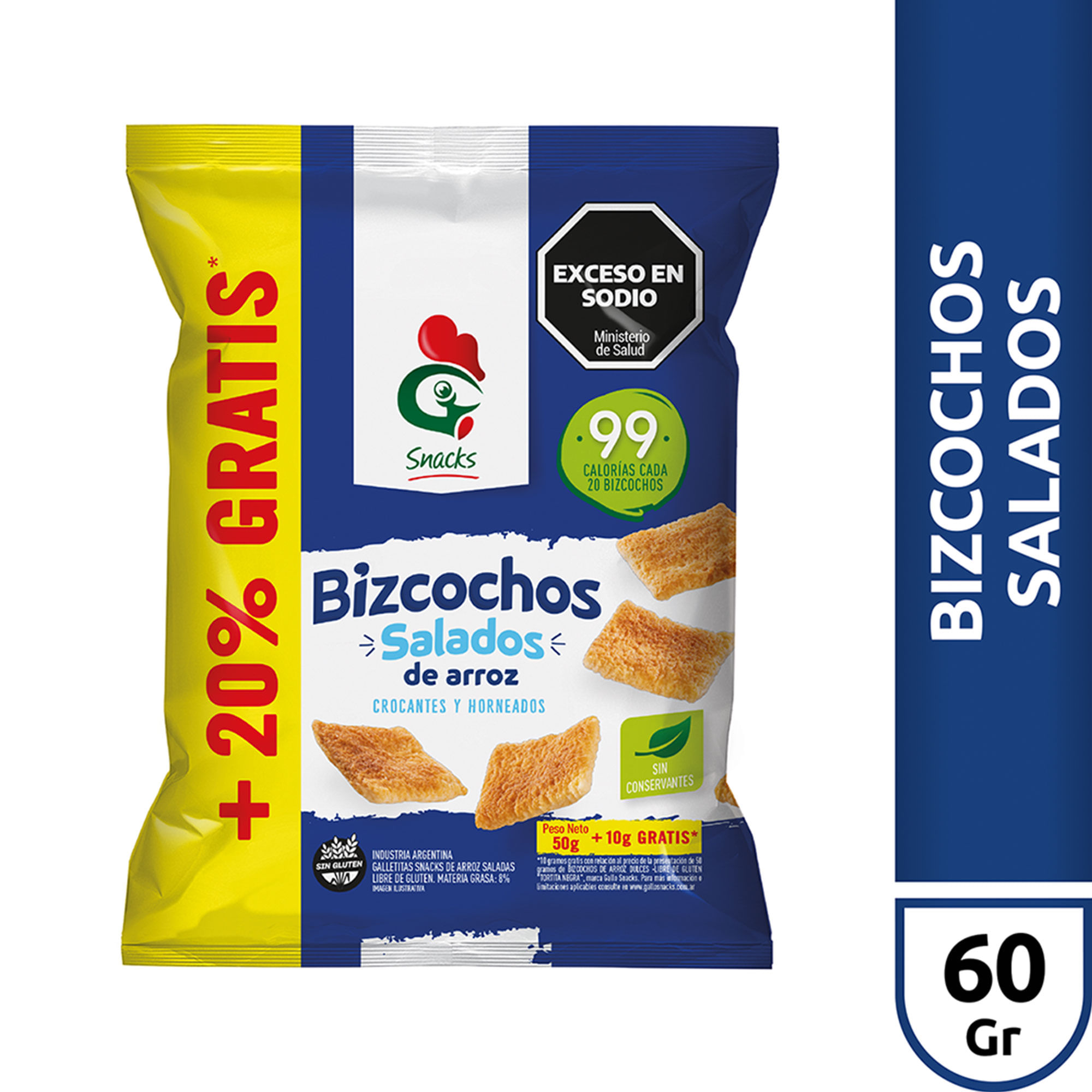 Bizcochos de arroz salados Gallo Snacks bolsa 60 grs