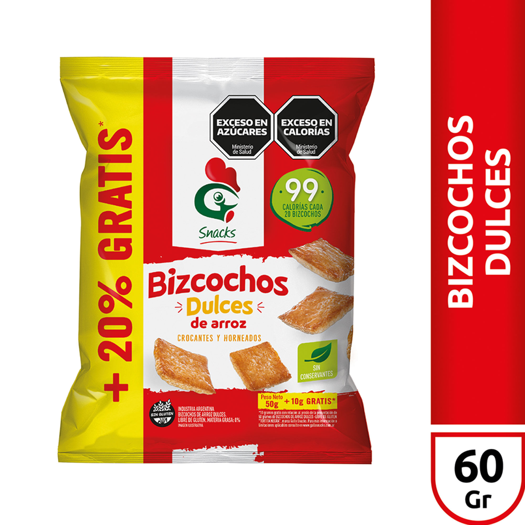 Bizcochos de arroz dulce Gallo Snacks bolsa 60 grs