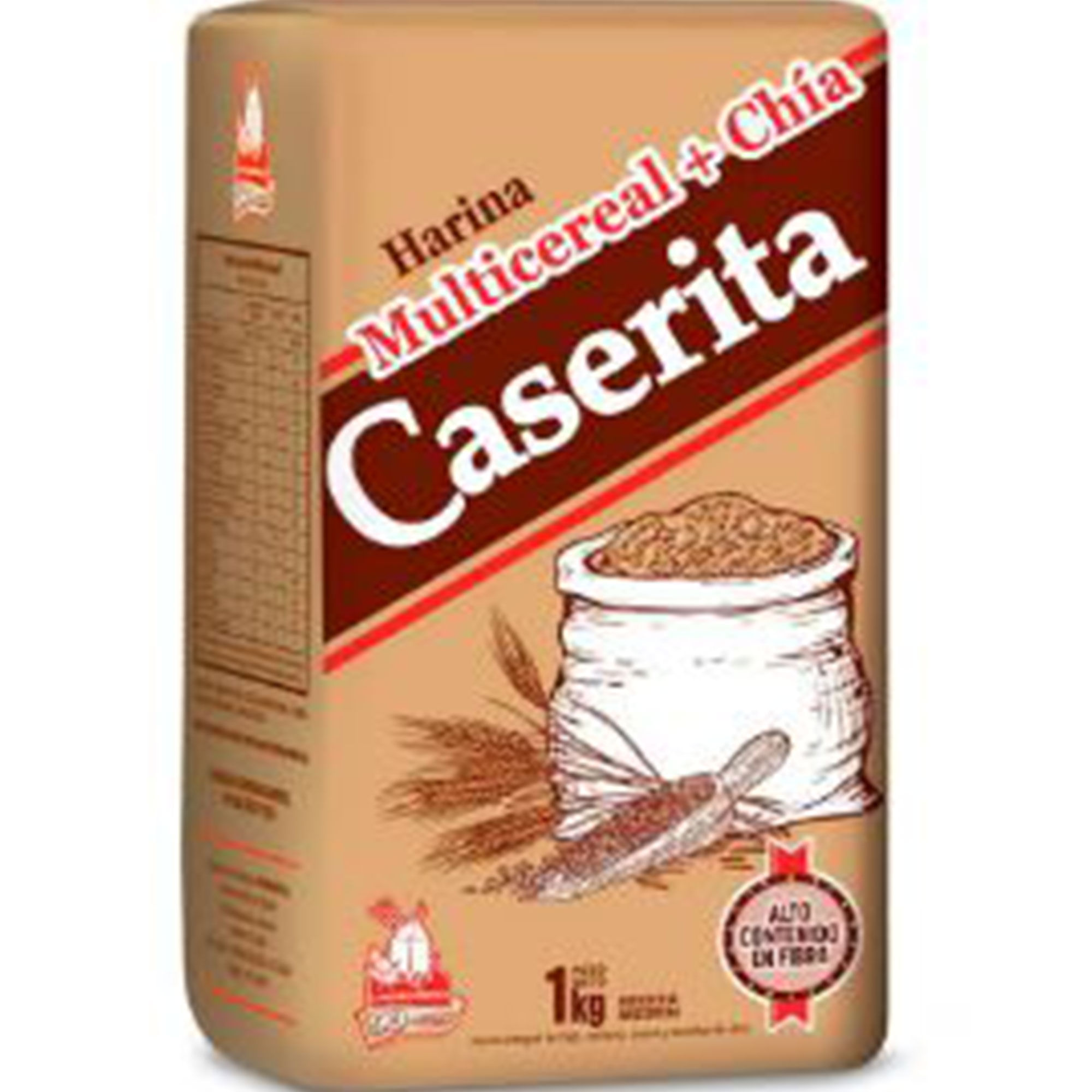 Harina integral multicereal y chia Caserita 1 kg