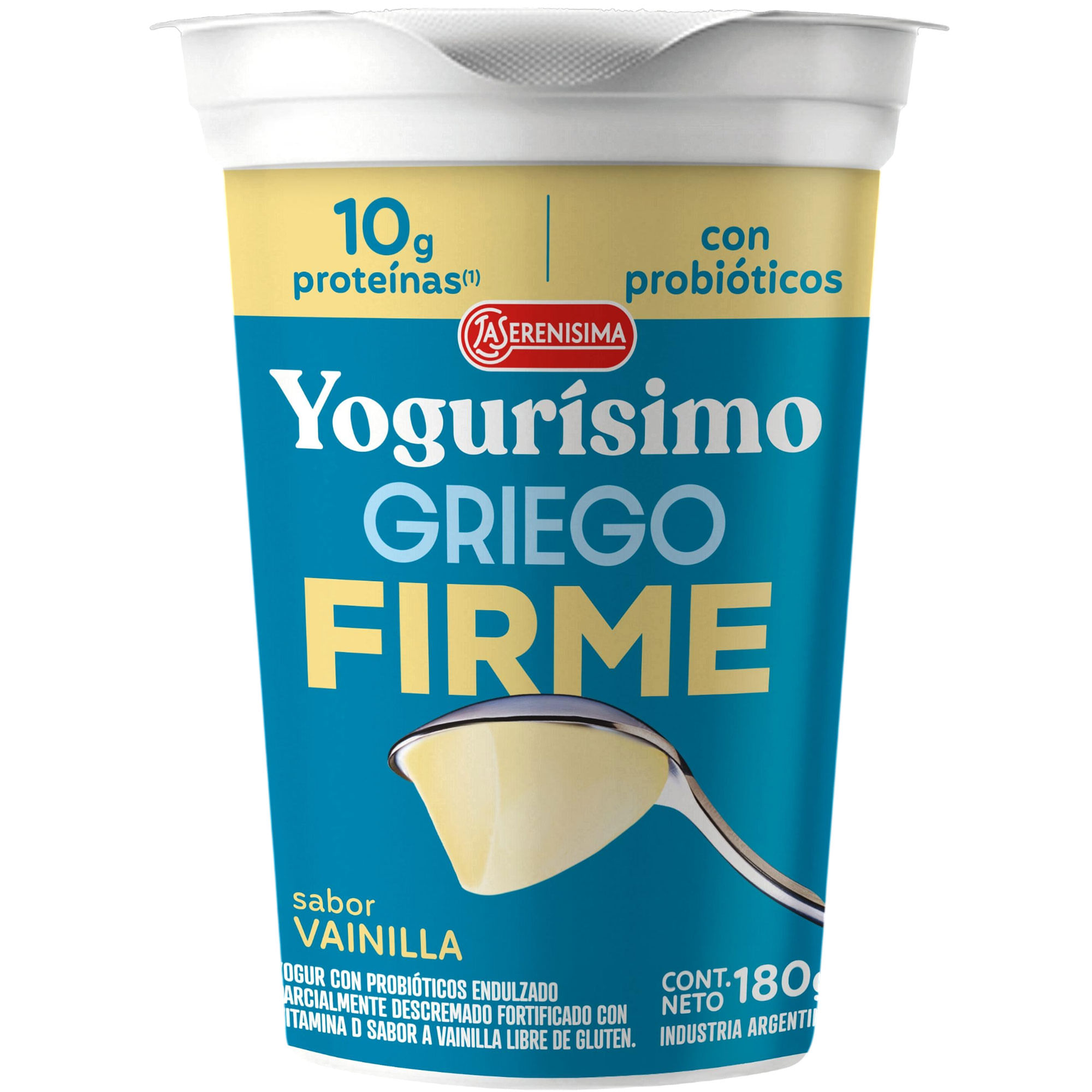 Yogur griego firme Yogurísimo sabor vainilla pote 180 grs