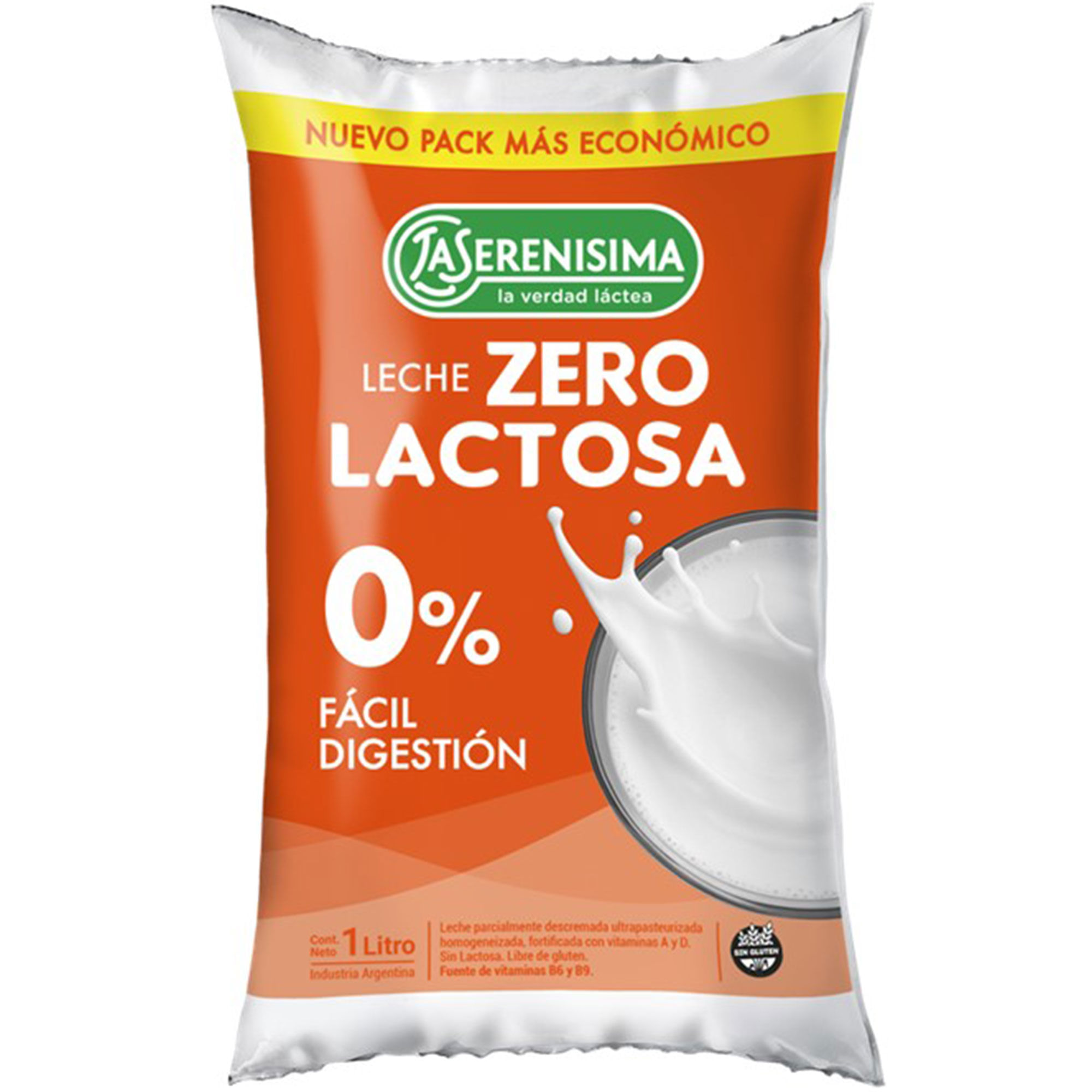 Leche descremada zero lactosa La Serenísima sachet 1 lt