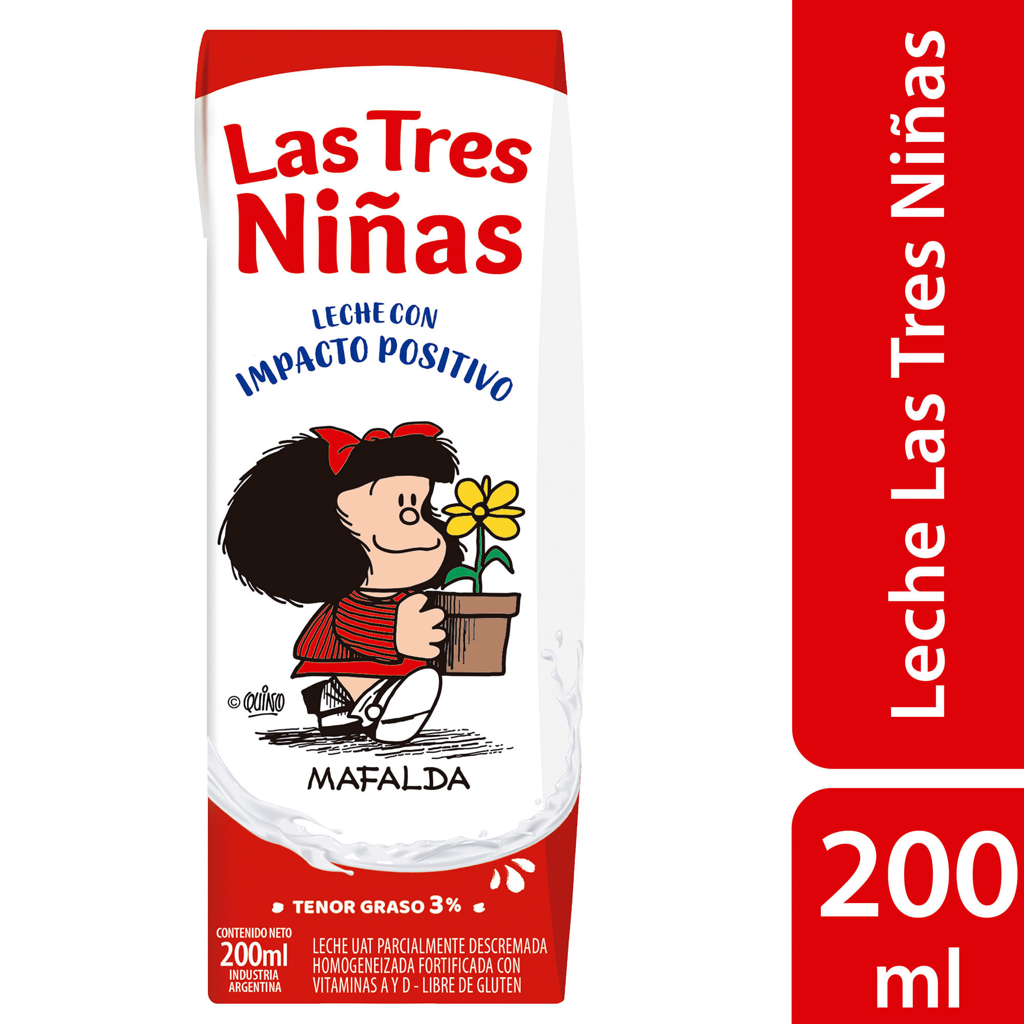 Leche entera 3% fortificada UAT Las 3 Niñas brick 200 ml