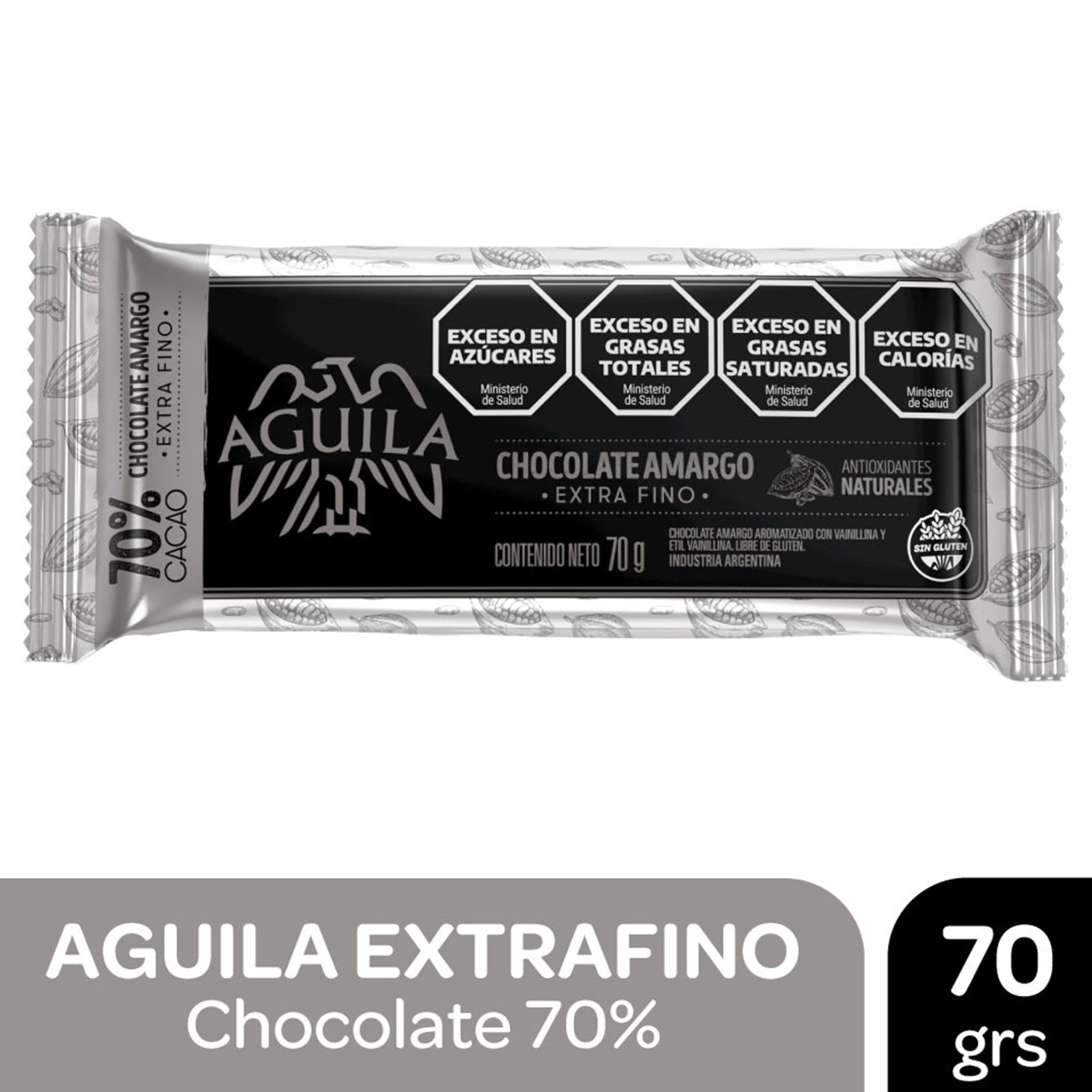 Chocolate amargo extra fino 70% Aguila 70 grs