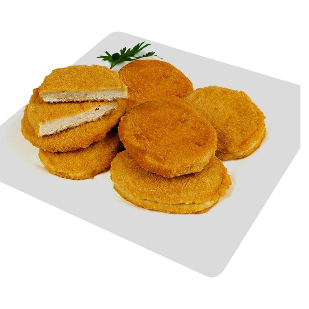 Medallones de merluza prefritos empanados 2 kg.