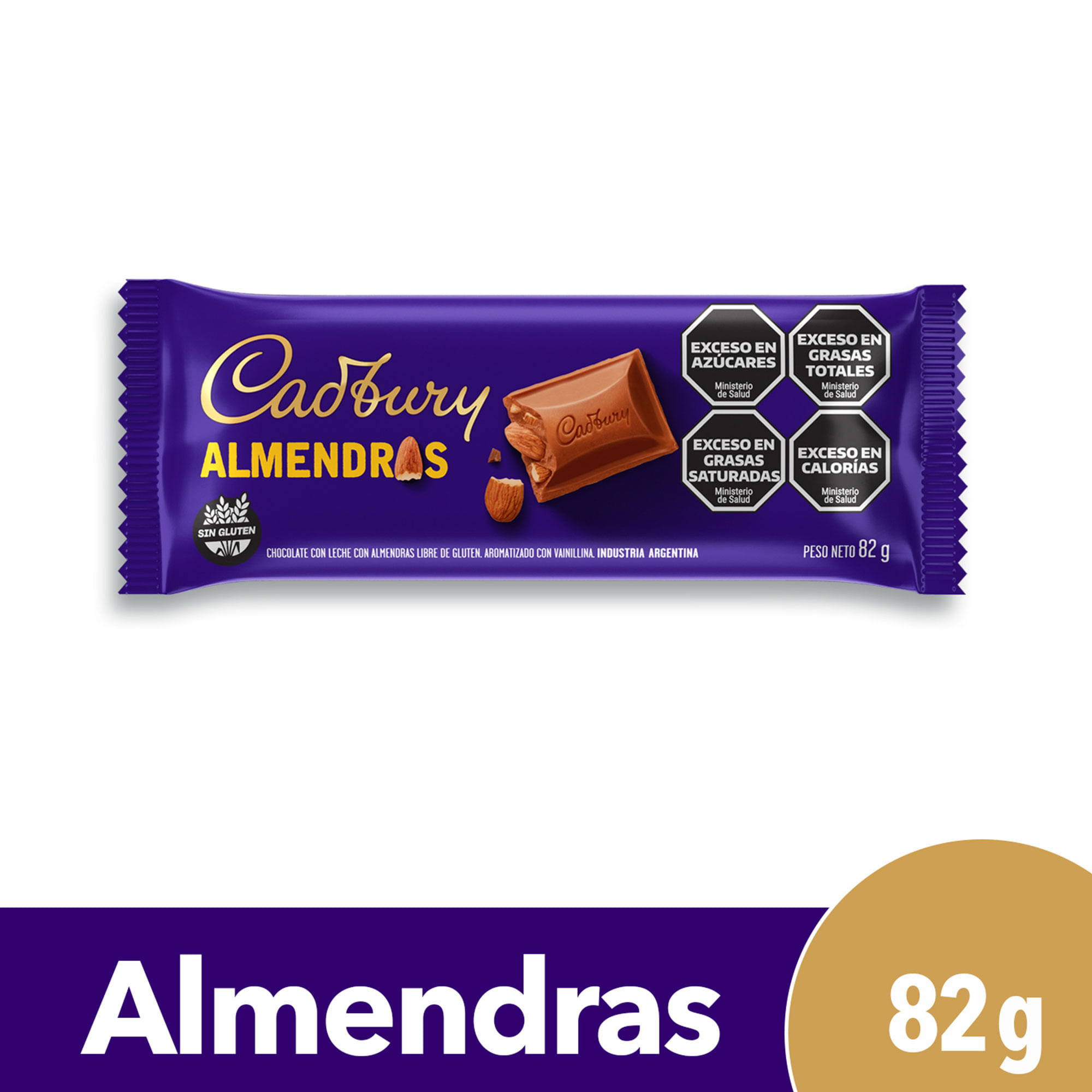 Chocolate con almendras Cadbury 82 g.