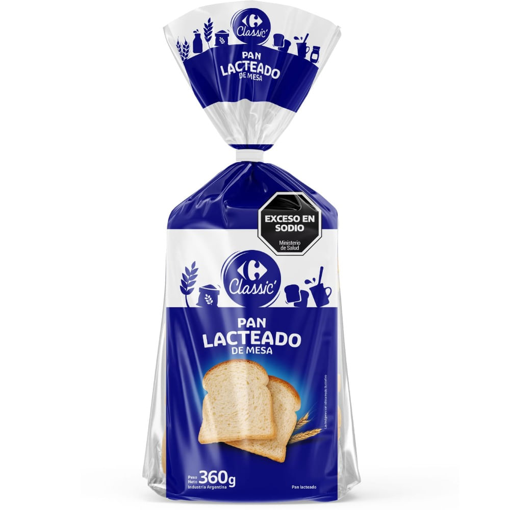 Pan de mesa lacteado Carrefour Classic 360 grs