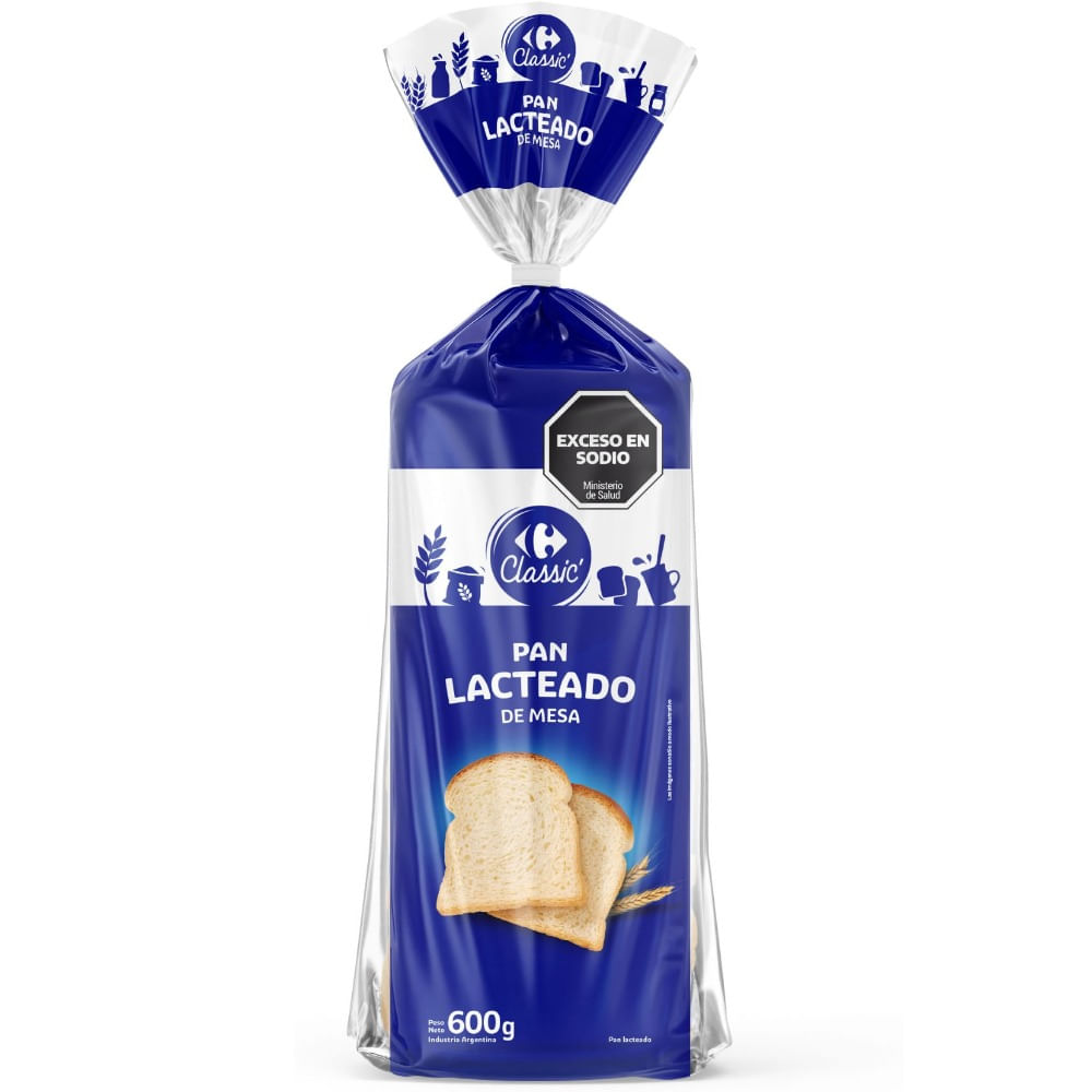 Pan de mesa lacteado Carrefour Classic 600 grs