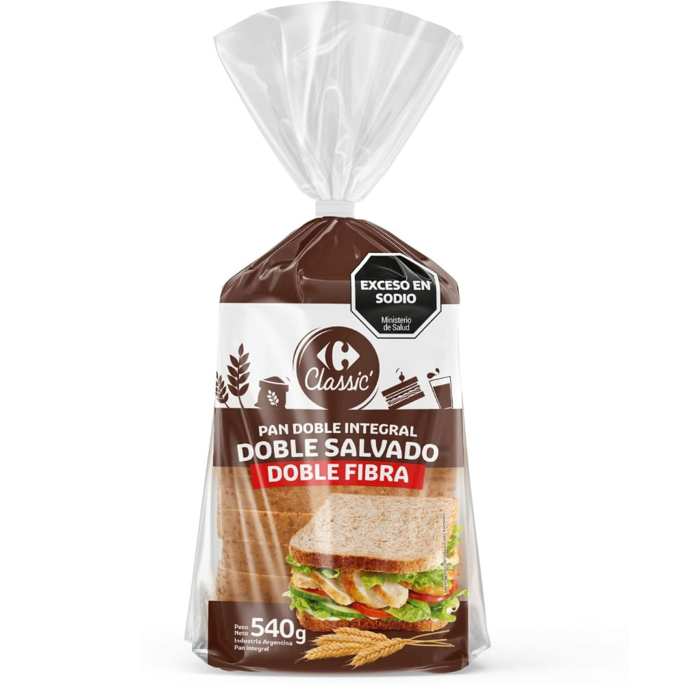 Pan doble salvado Carrefour Classic con doble fibra 540 grs