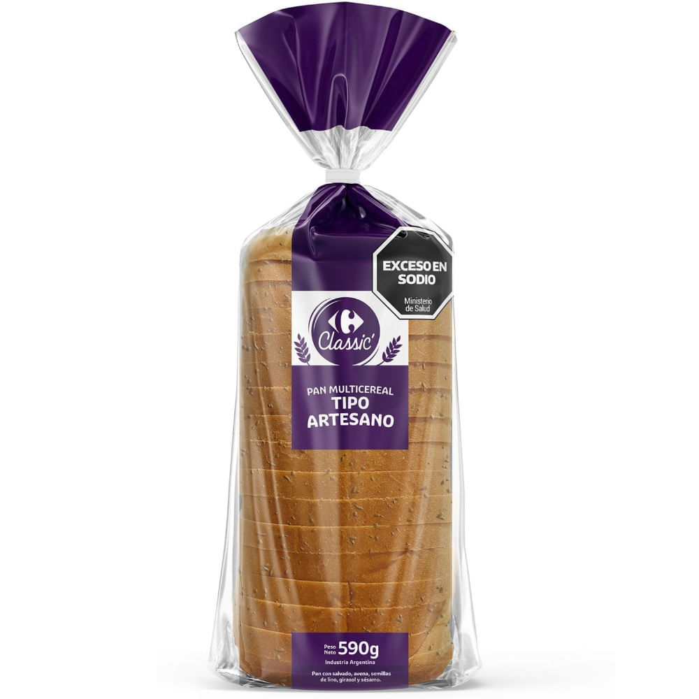 Pan multicereal tipo artesano Carrefour Classic 590 grs