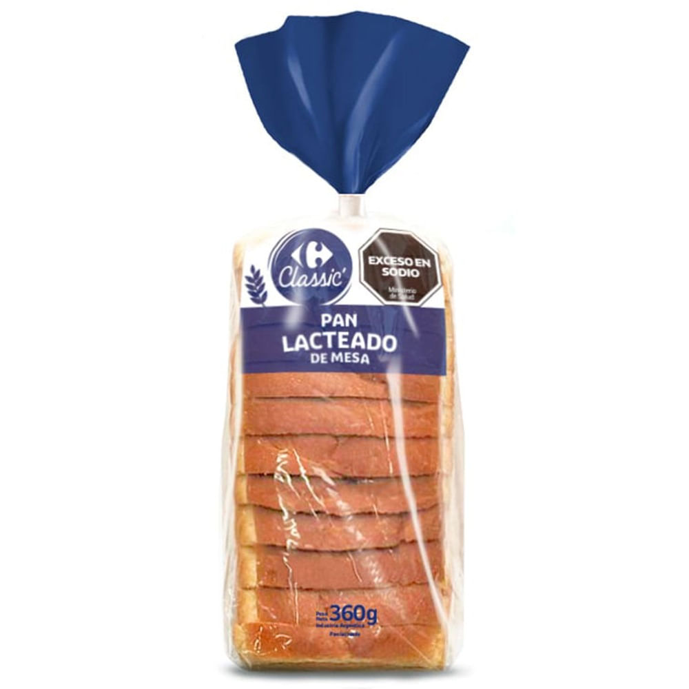 Pan lacteado de mesa Carrefour Classic 360 grs