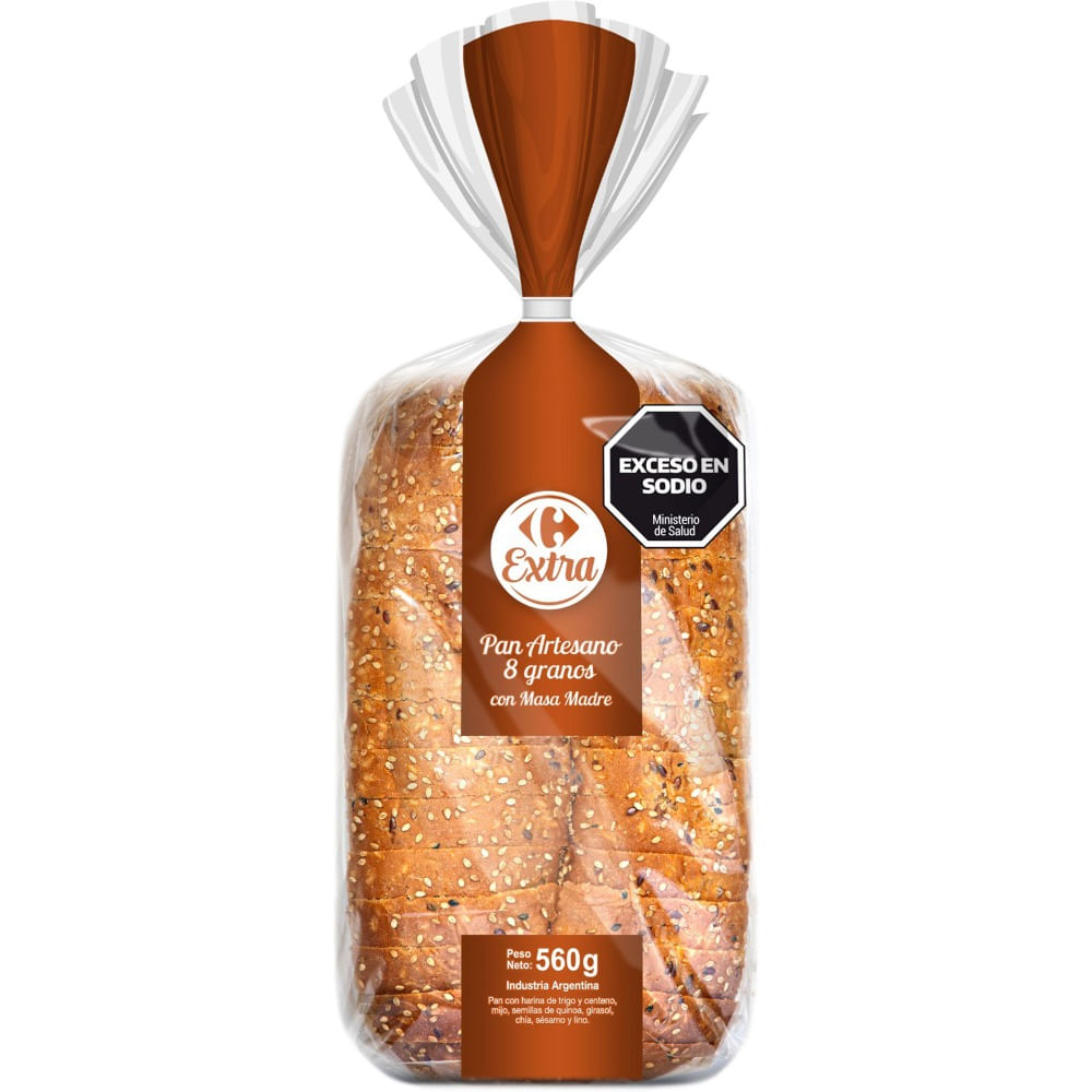 Pan artesano 8 granos Carrefour Extra con masa madre 560 grs