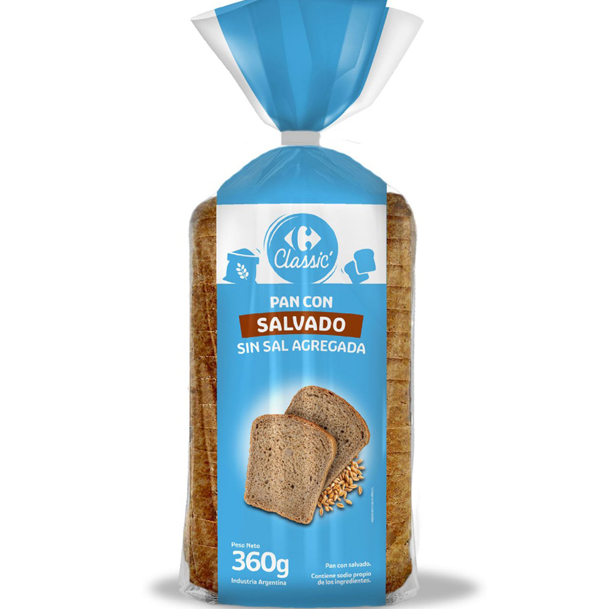 Pan de salvado sin sal Carrefour Classic 360 grs