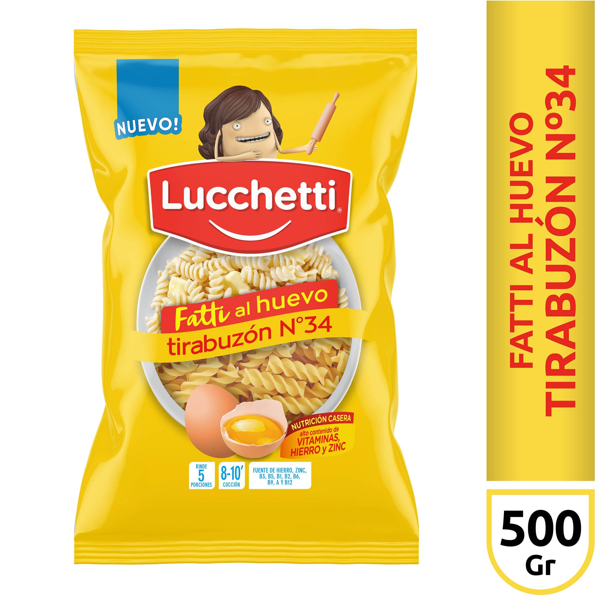 Fideos al huevo Lucchetti tirabuzón 500 grs