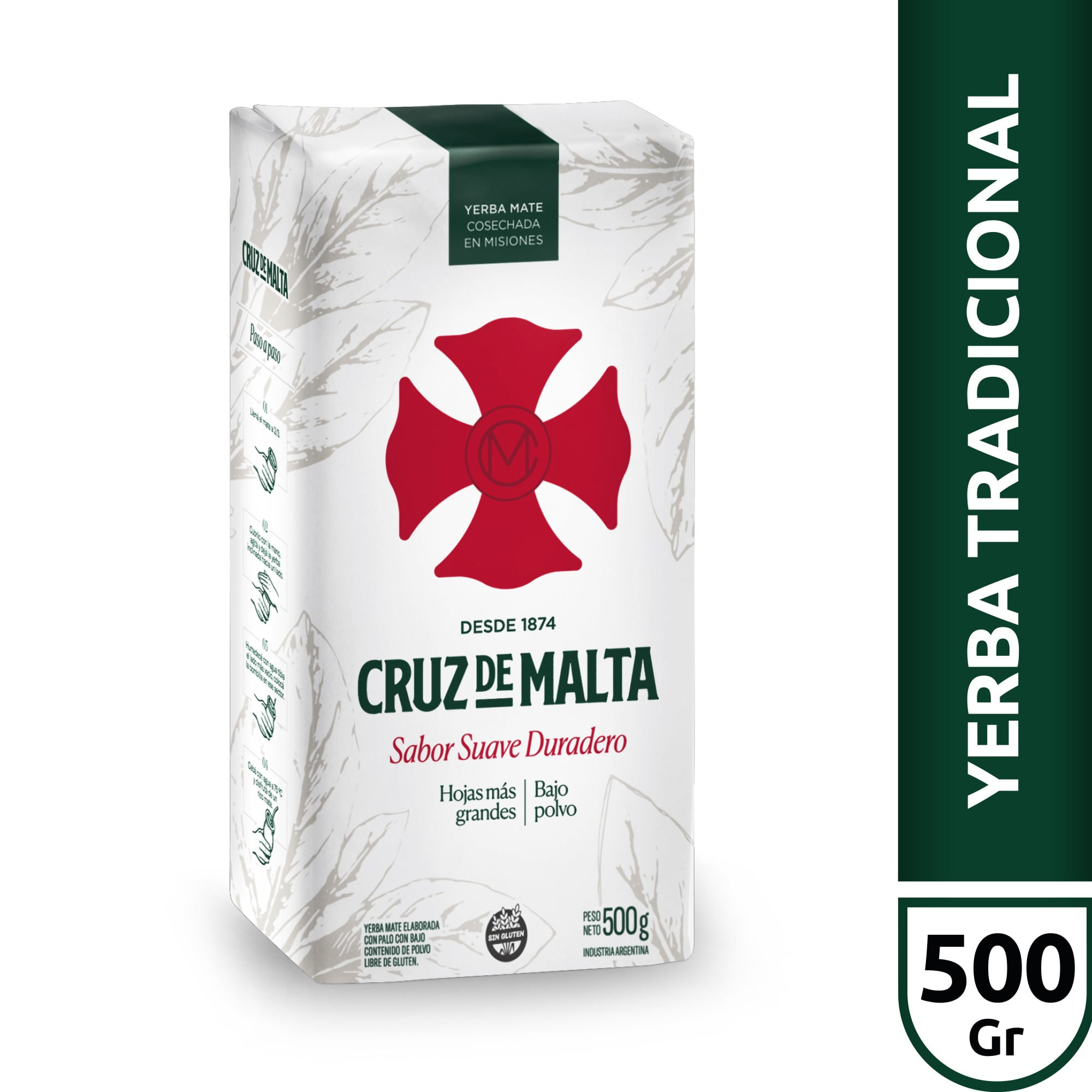 Yerba mate Cruz de Malta con palo 500 g.