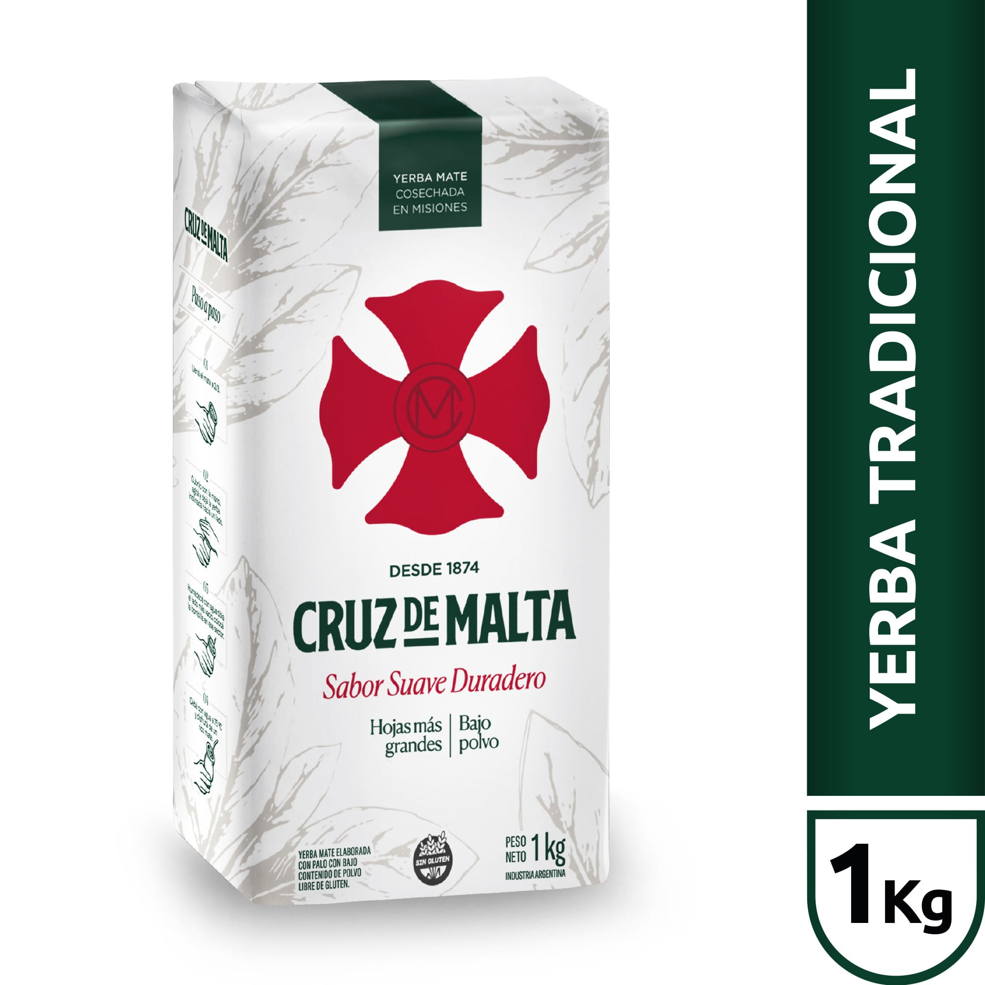 Yerba mate Cruz de Malta con palo sin TACC 1 kg.