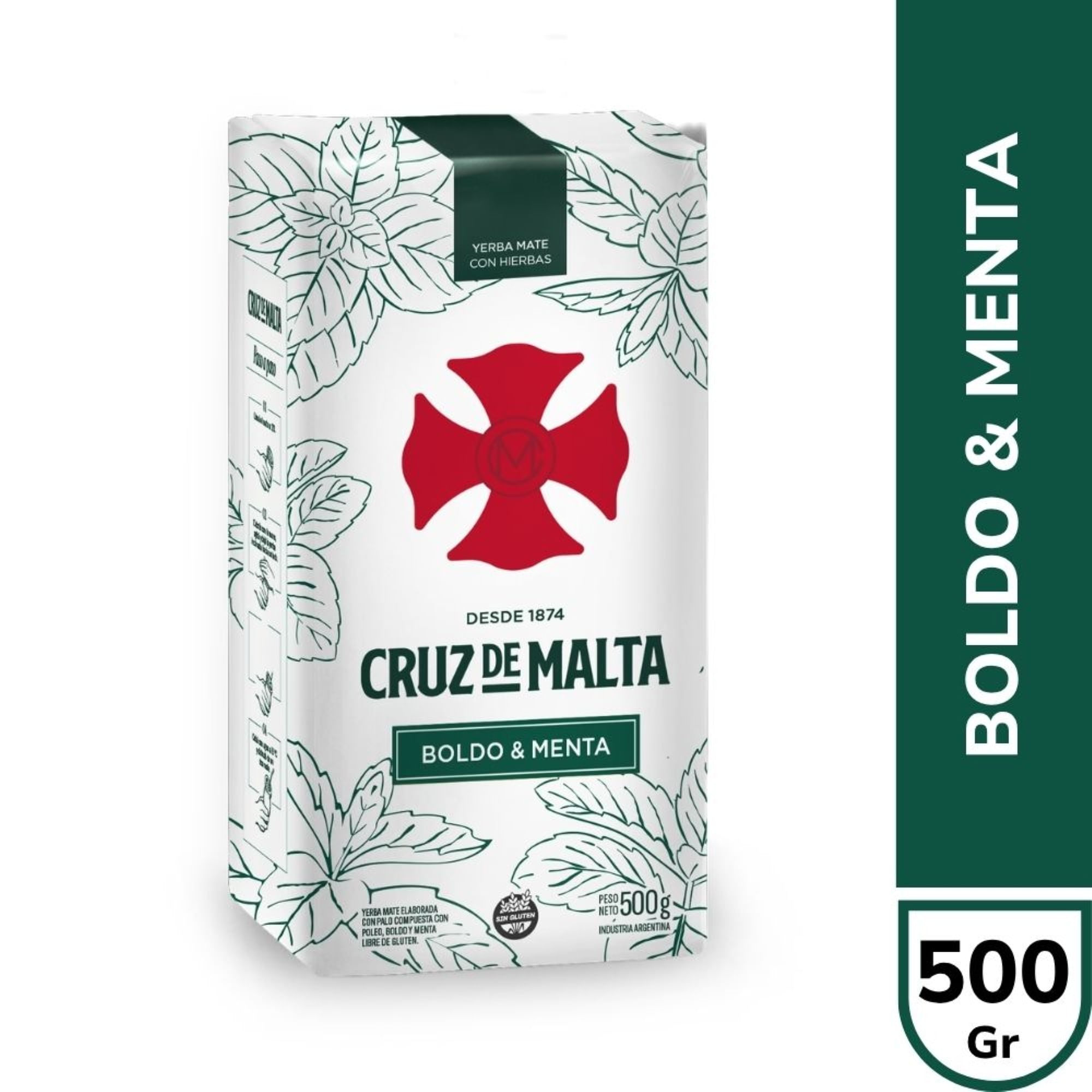 Yerba mate Cruz de Malta bold ment sin TACC 500 g.