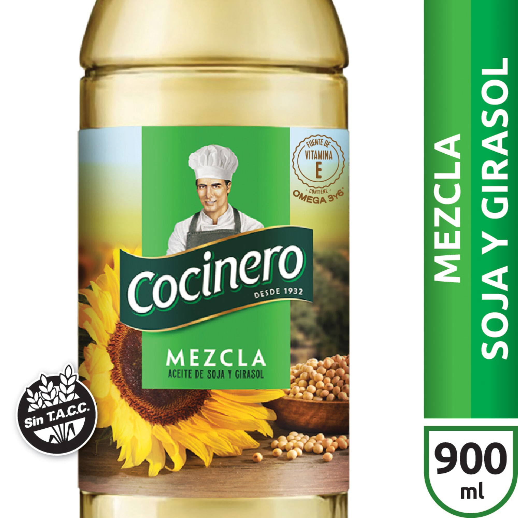 Aceite Cocinero mezcla soja girasol 900 g
