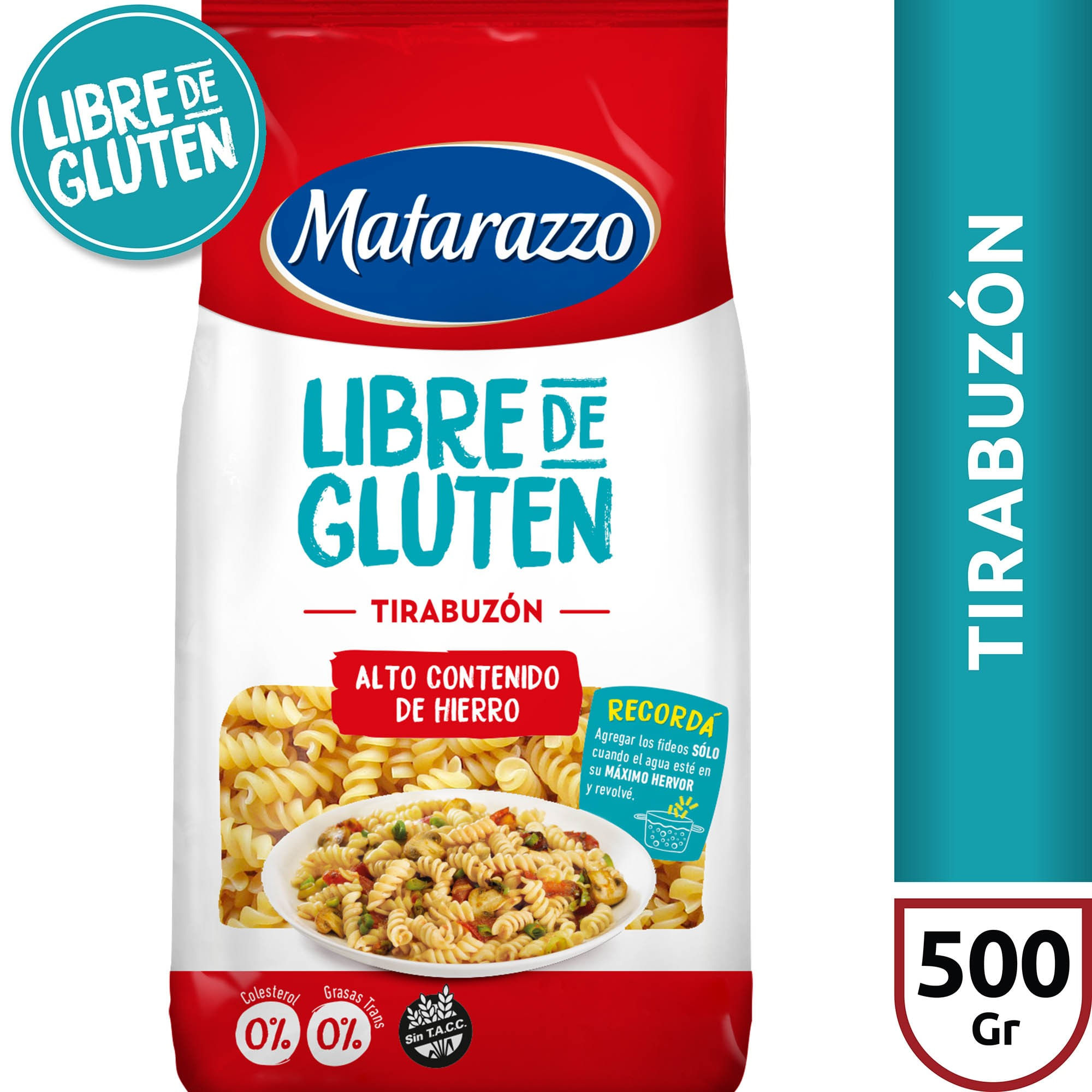 Fideos sin tacc tirabuzon Matarazzo 500 g.