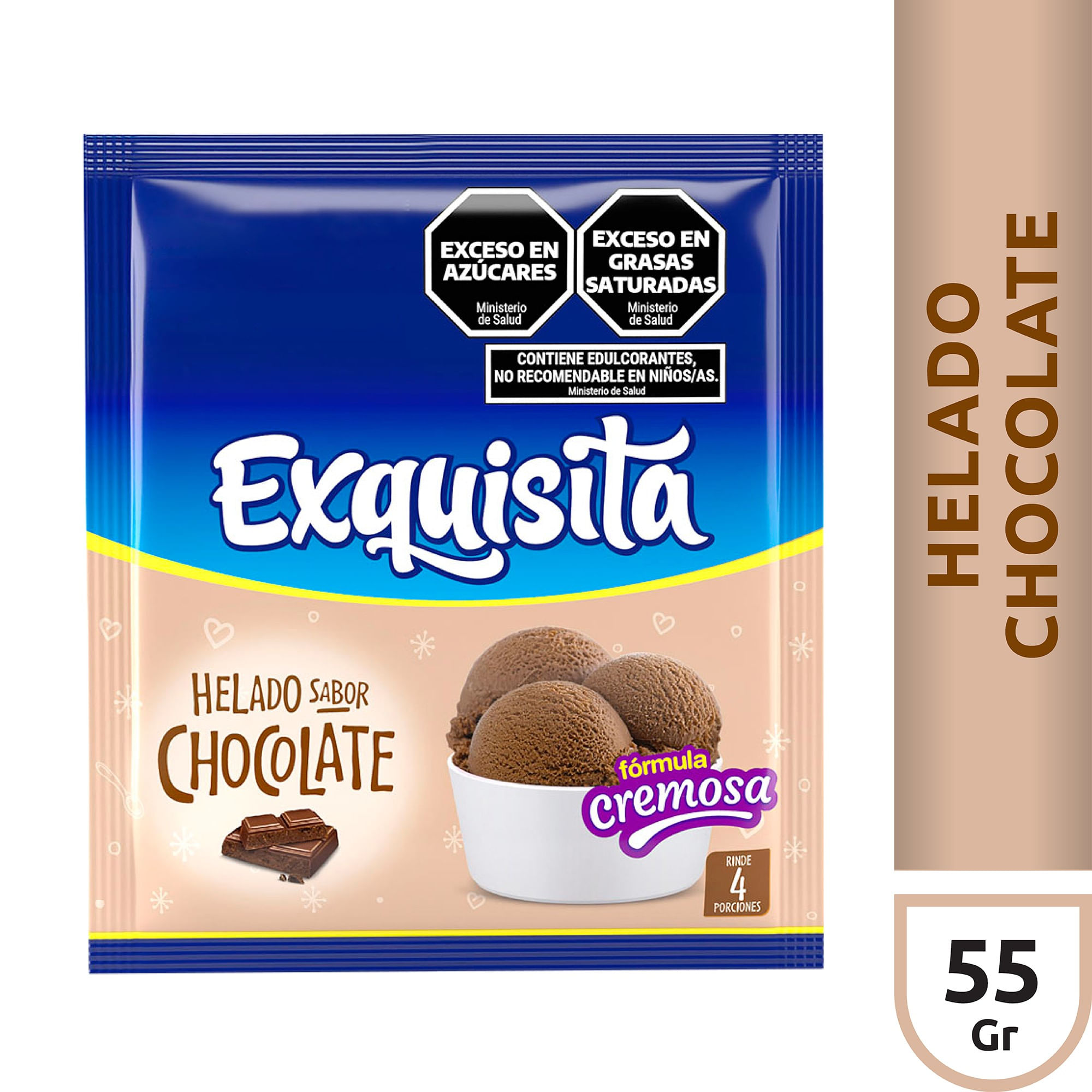 Helado Exquisita de chocolate fortificado 55 g,