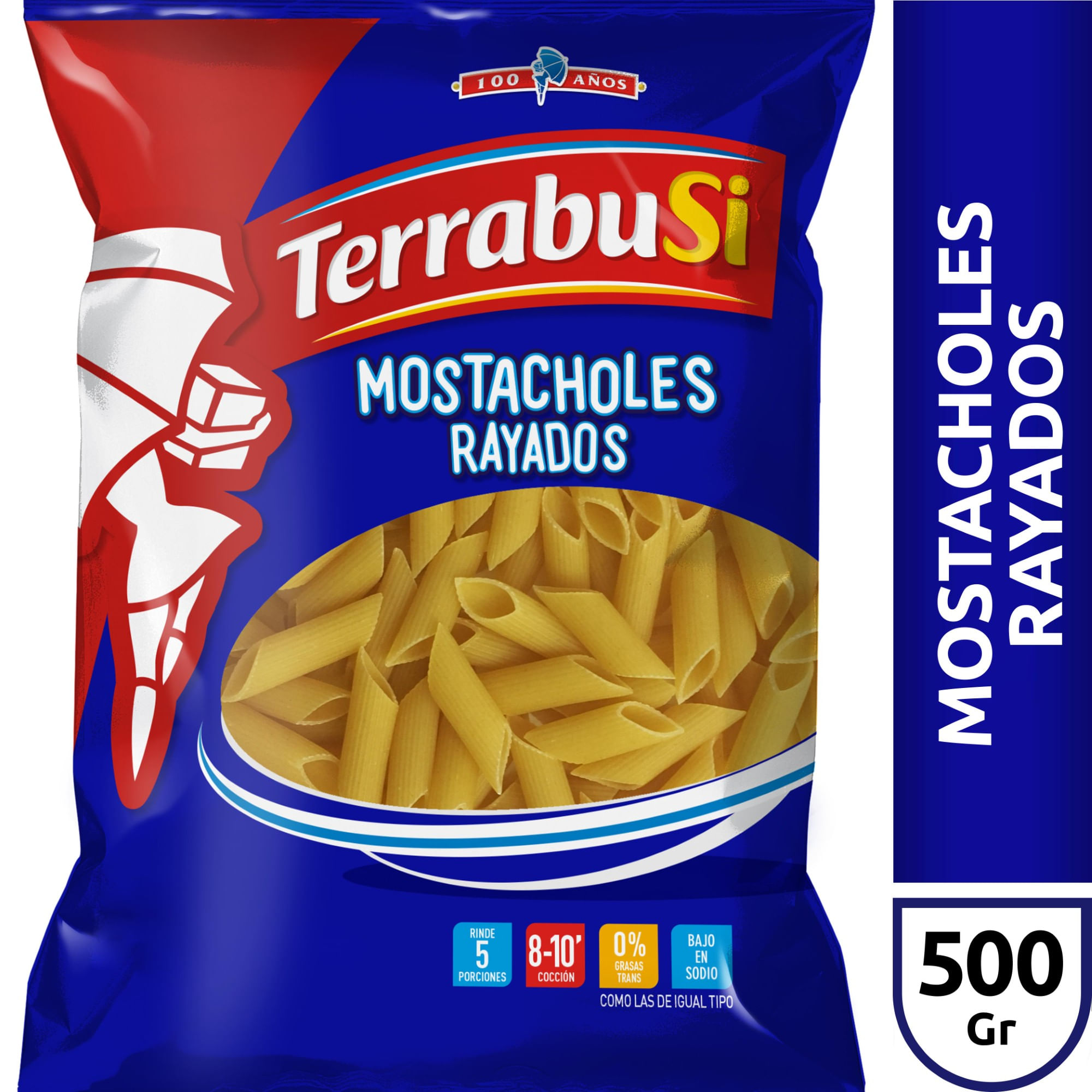 Fideos mostacholes Terrabusi rayados 500 g.