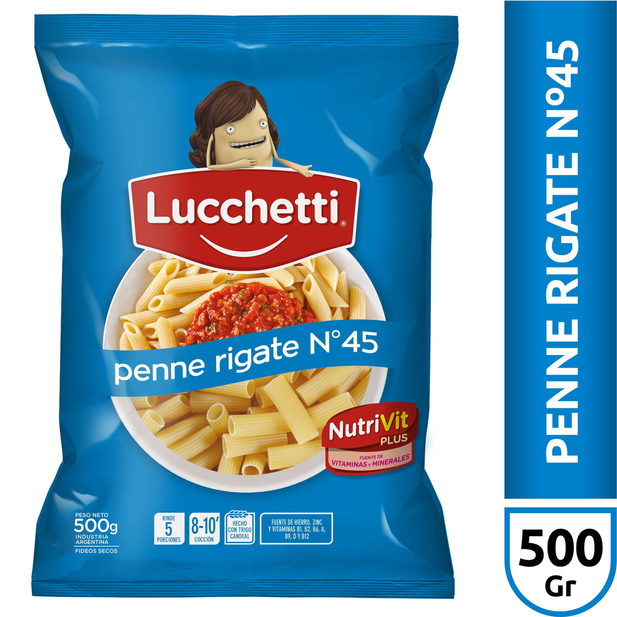 Fideos penne rigate N45 Lucchetti 500 g.