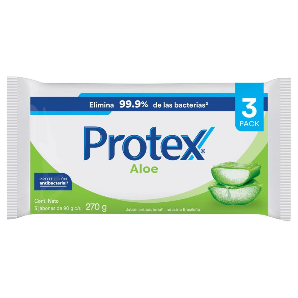 Jabón de tocador Protex Aloe 90 grs 3 uni