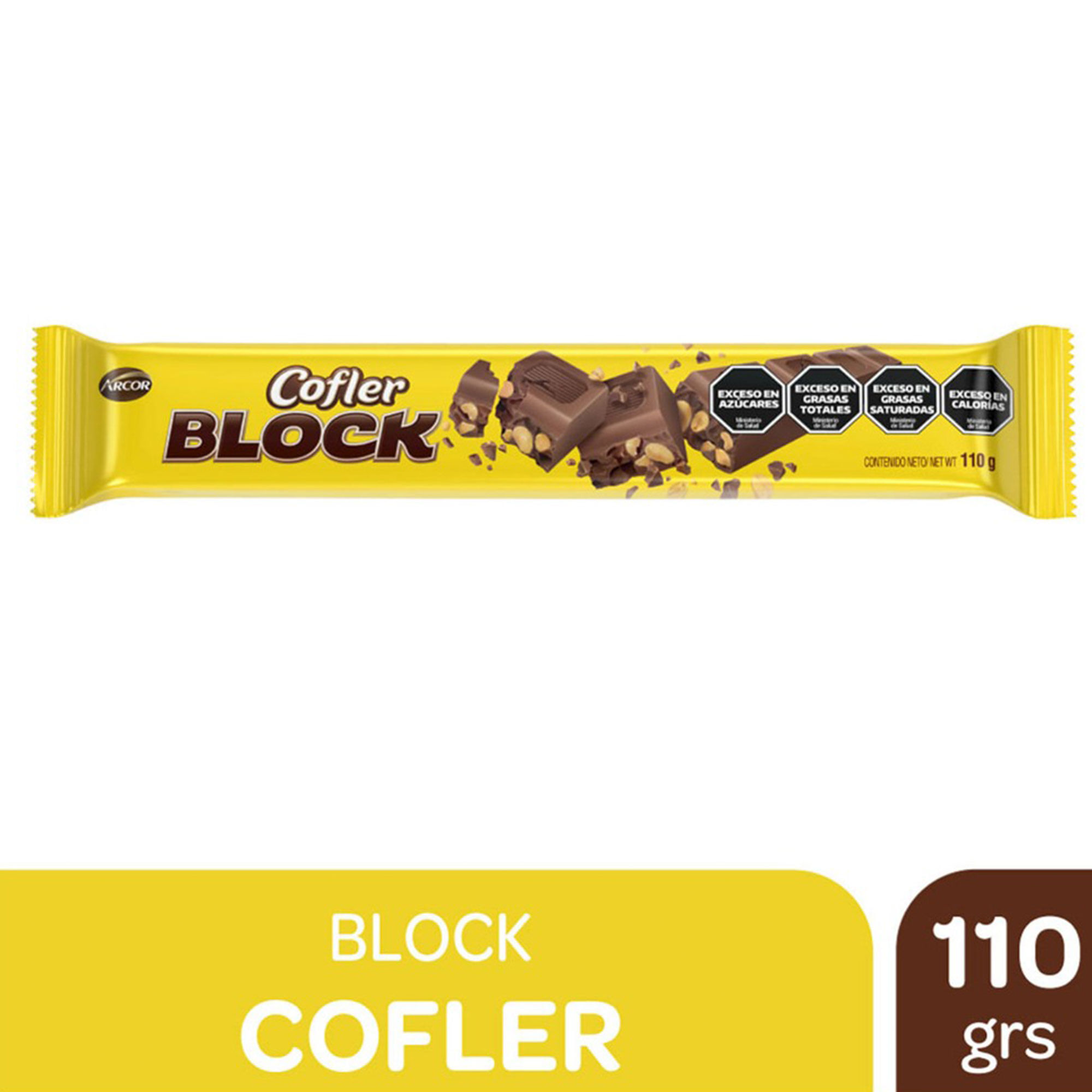 Barra chocolate con leche maní Cofler block 110 g
