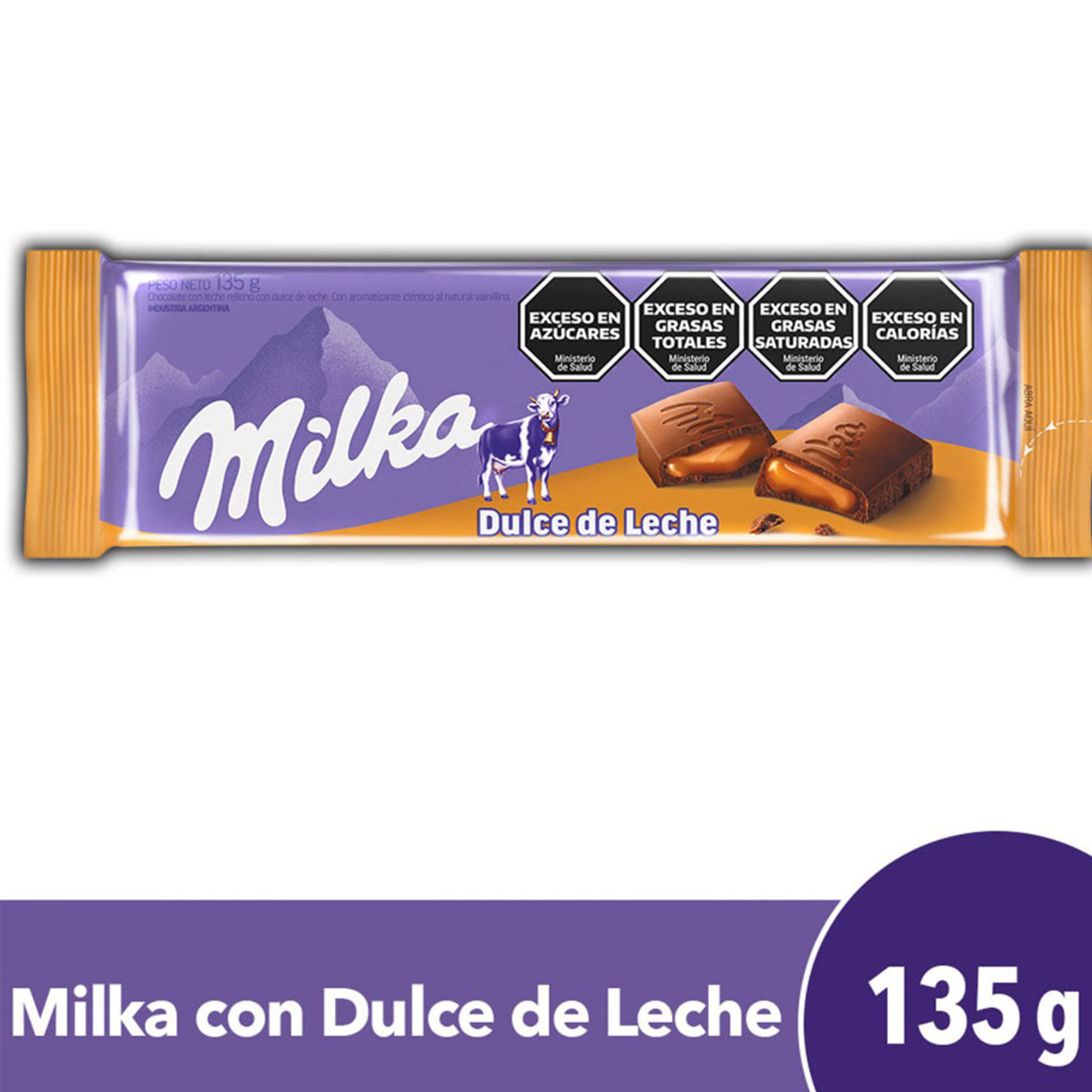 Chocolate Milka relleno dulce de leche 135 g.