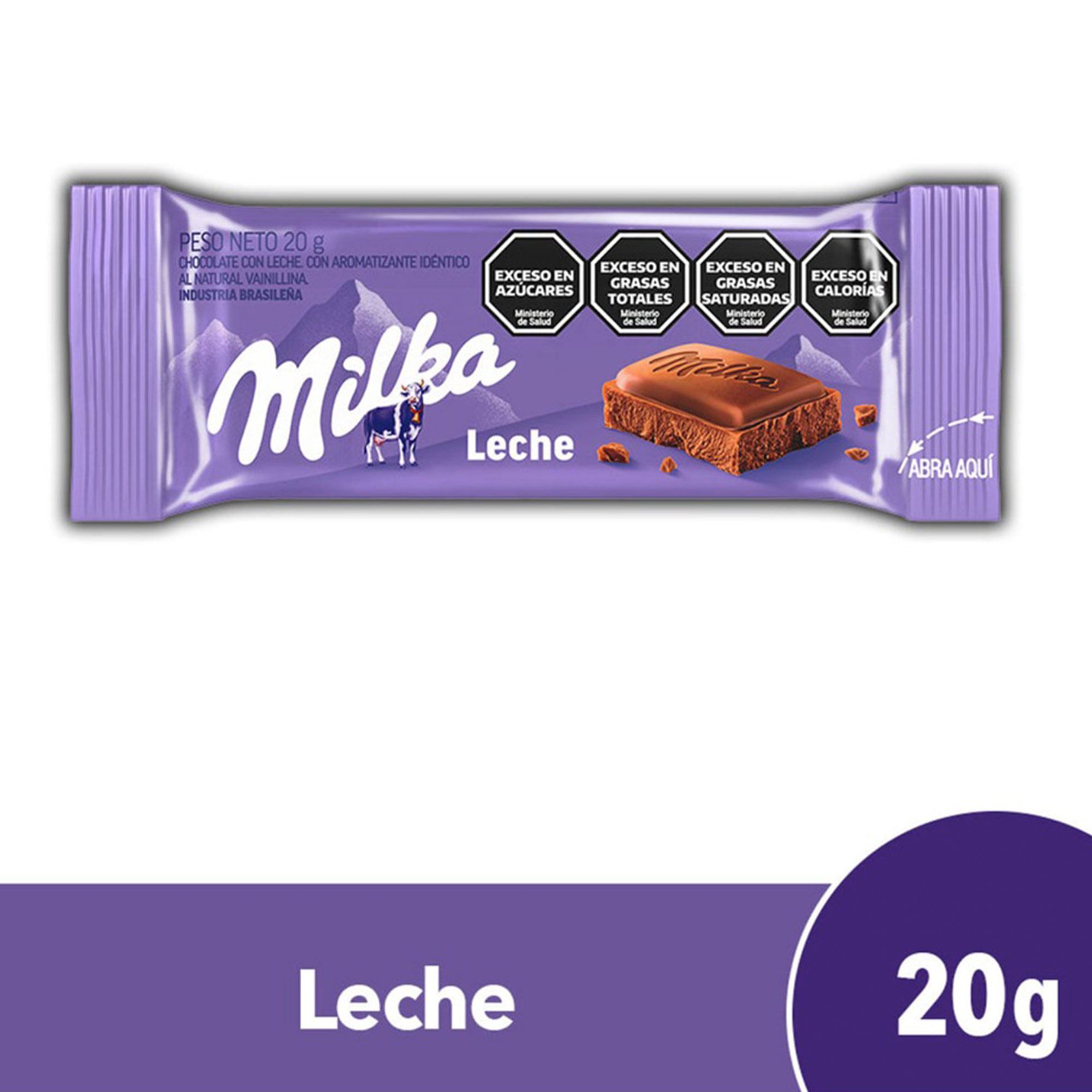 Chocolate Milka con leche 20 g.
