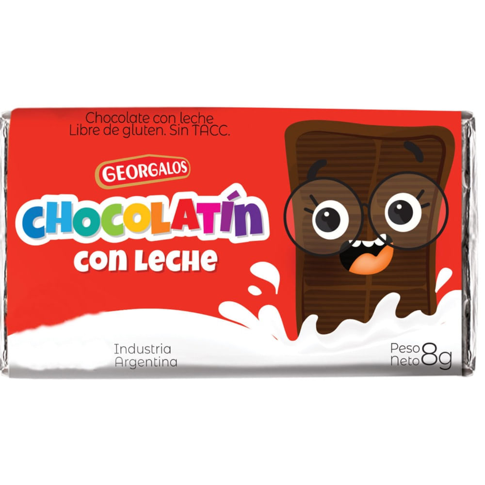 Tableta chocolatín leche Georgalos 8 g.