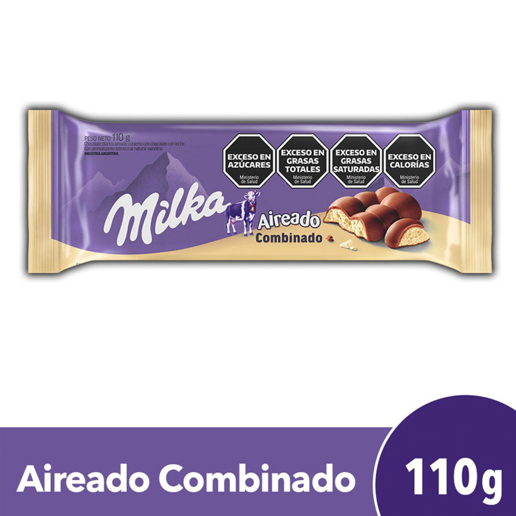 Chocolate Milka aireado combinado 110 g.