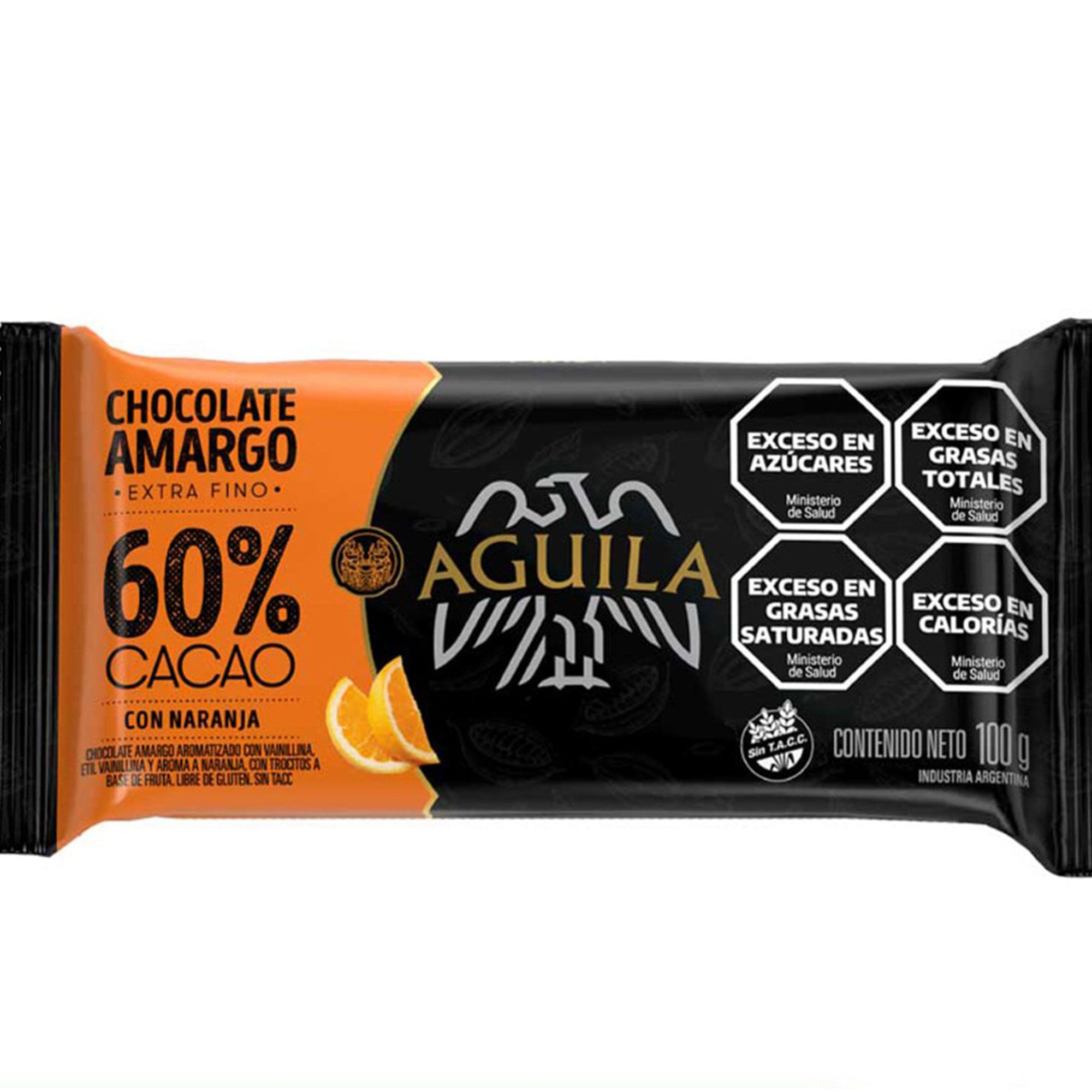 Tableta de chocolate amargo Aguila naranja 100 grs