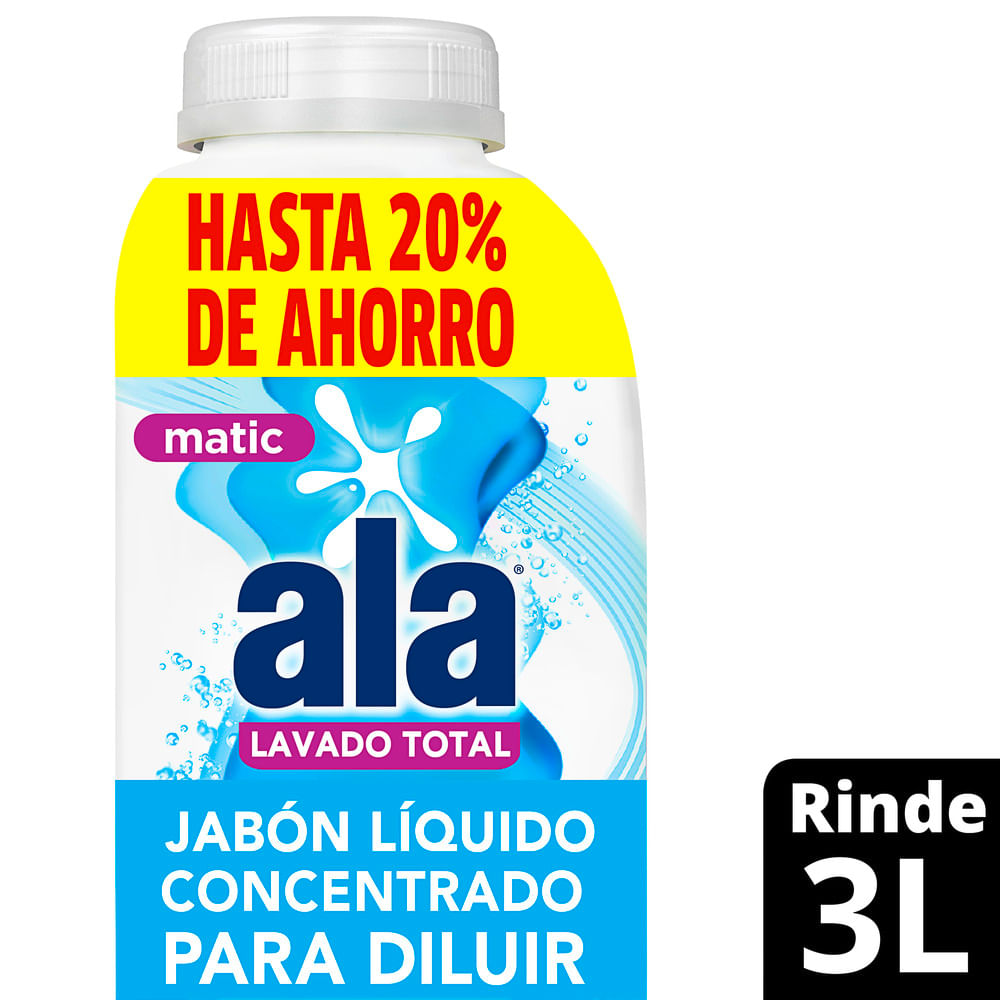 Jabón Líquido Concentrado para Diluir Ala Matic Máxima Remoción 500 ml