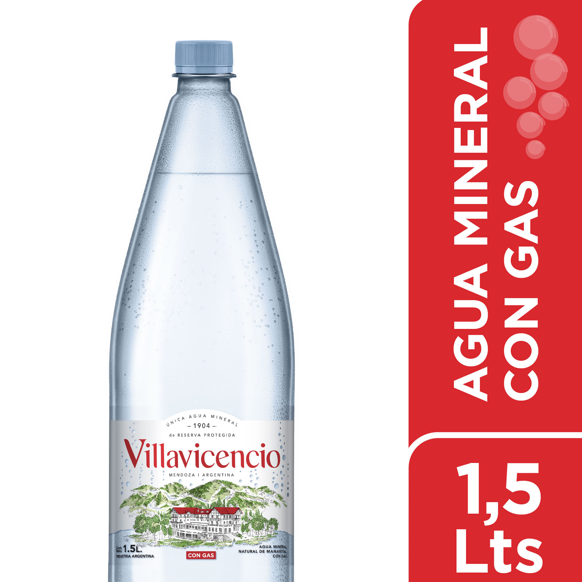 Agua mineral con gas Villavicencio 1,5 lts