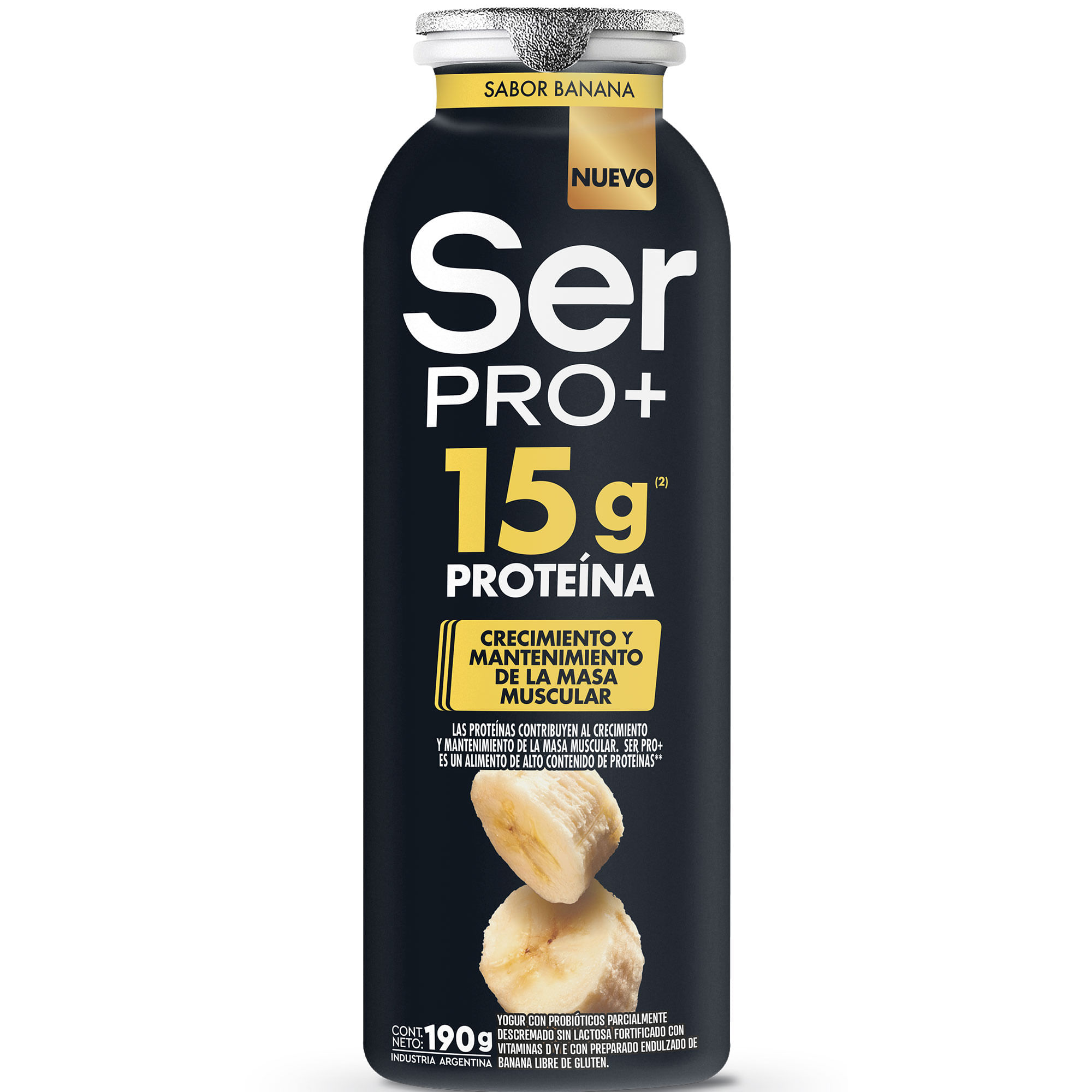 Yogur Bebible Ser Pro+ con proteínas sabor banana 190 grs