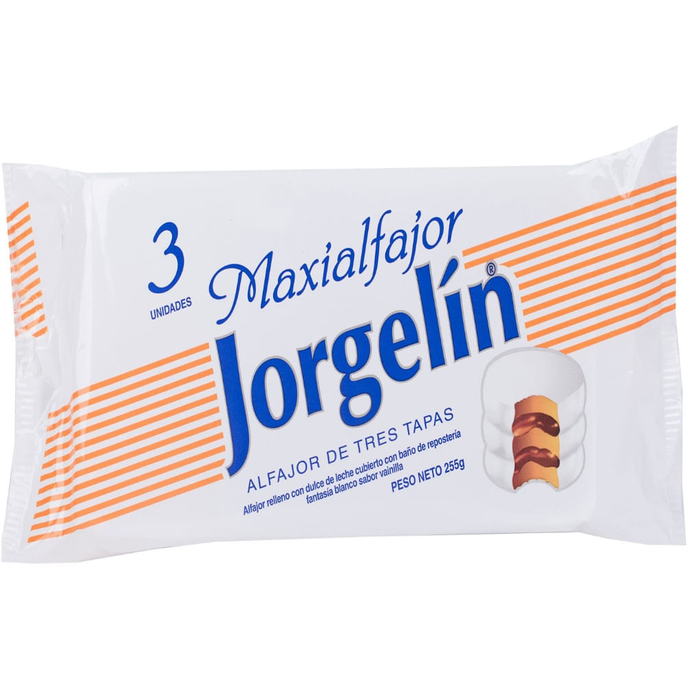 Alfajor triple blanco Jorgelin x3 85 grs