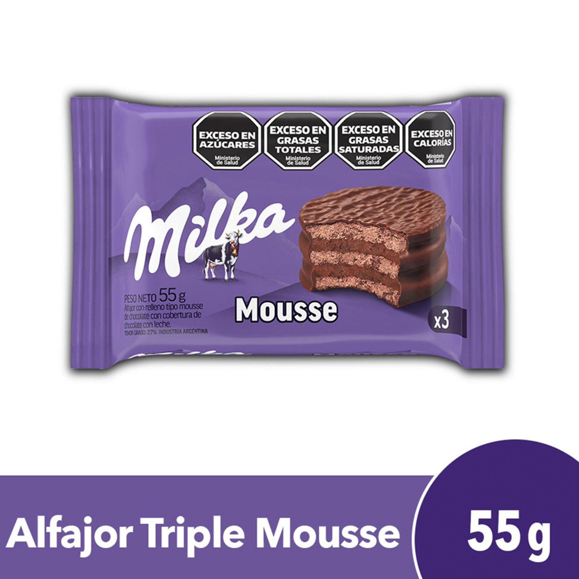 Alfajor Milka triple mousse 55 g.