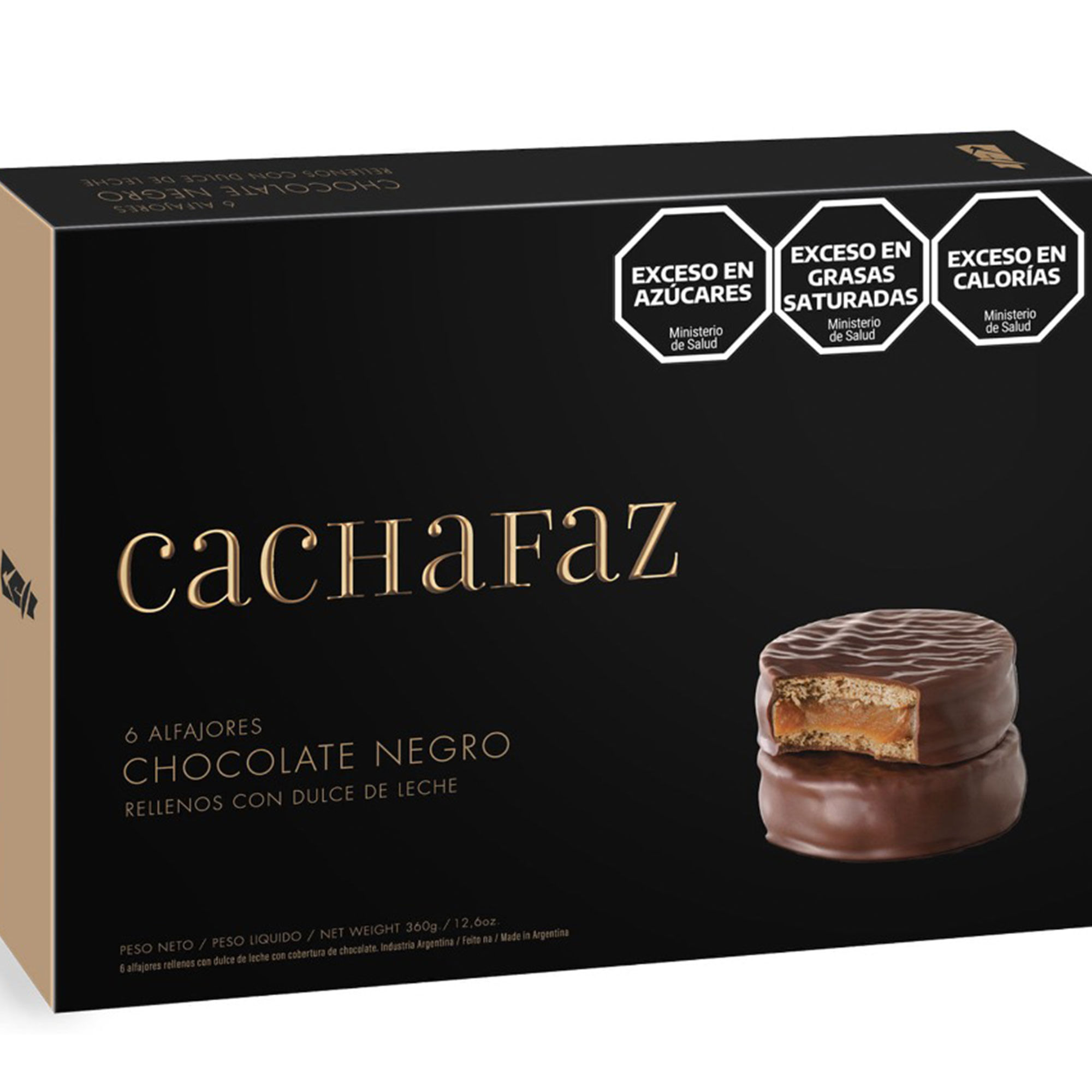 Alfajor Cachafaz chocolate negro 6 u.