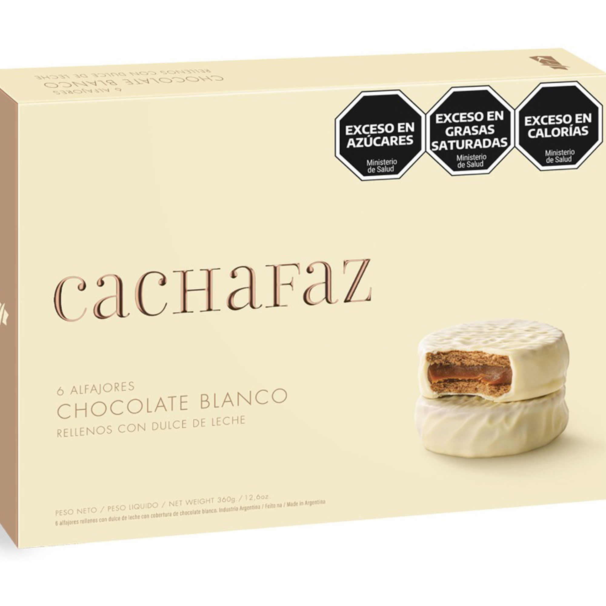 Alfajor Cachafaz chocolate blanco 6 u.