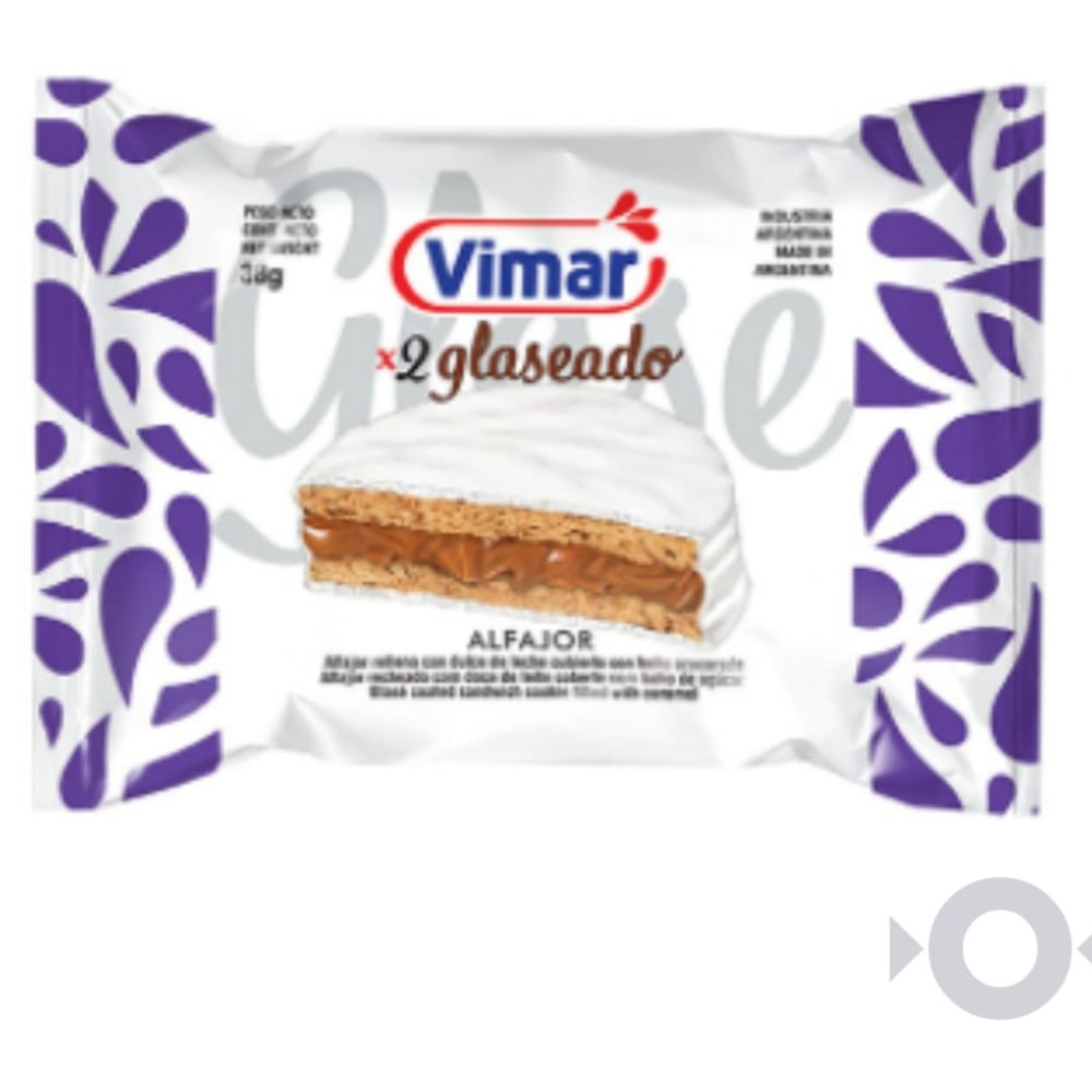 Alfajor doble Vimar glaseado con dulce de leche 38 g.