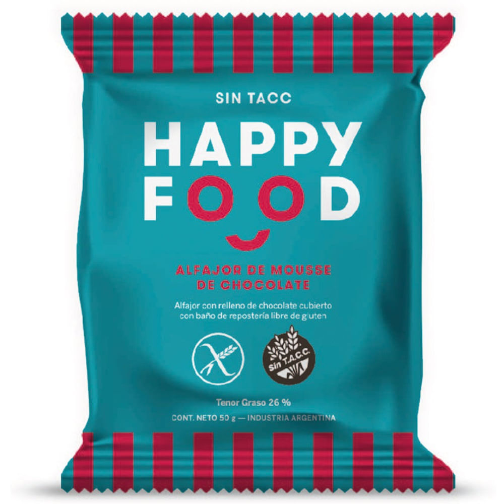 Alfajor Happy Food de chocolate 50 g. x 3 uni