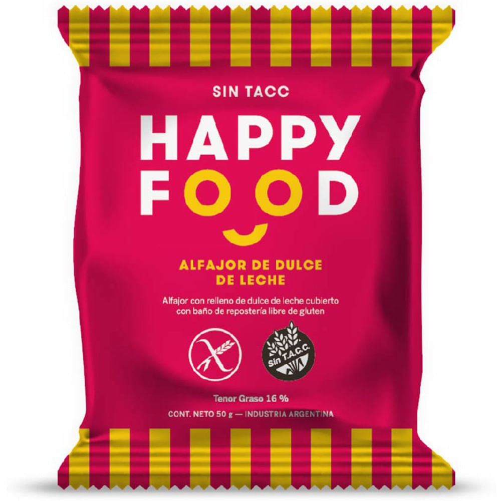 Alfajor Happy Food de dulce leche 50 g. x 3 uni