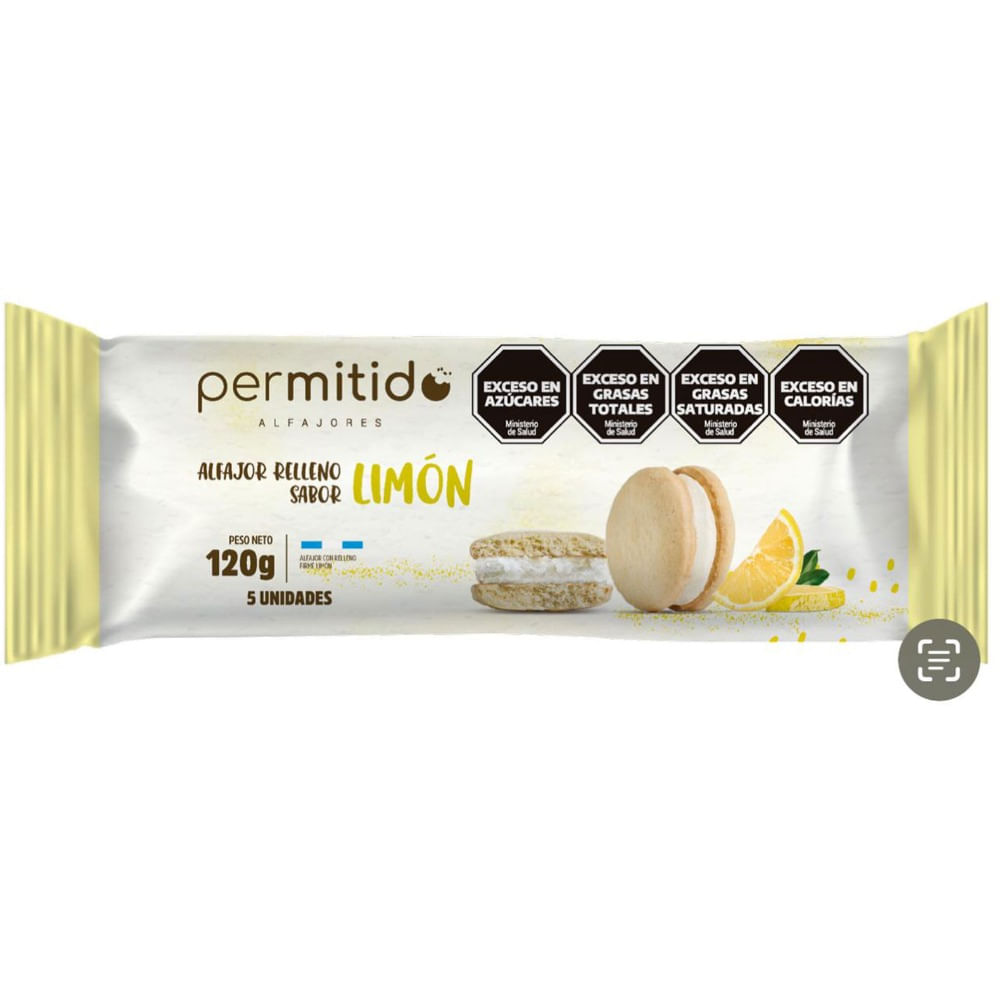 Alfajores Permitido relleno de limón x5 120 grs