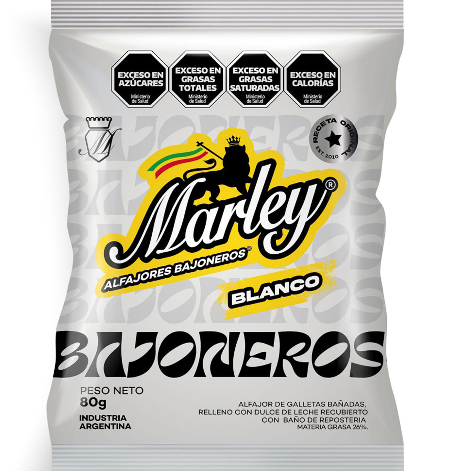 Alfajor blanco Marley 80 grs