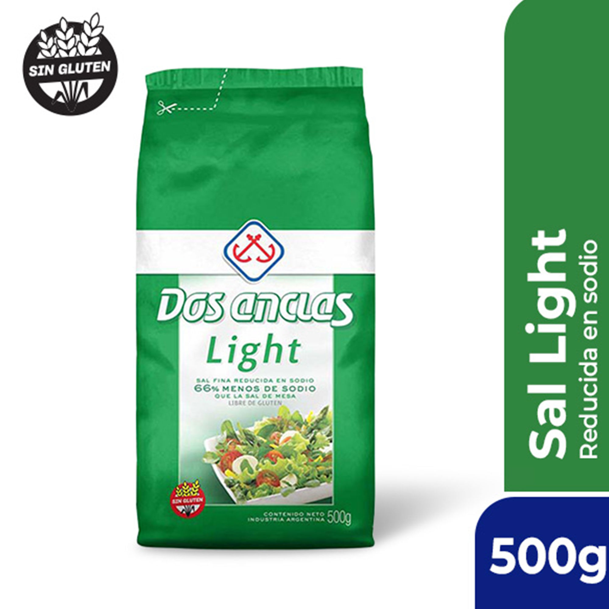 Sal fina light Dos Anclas paquete 500 grsdo