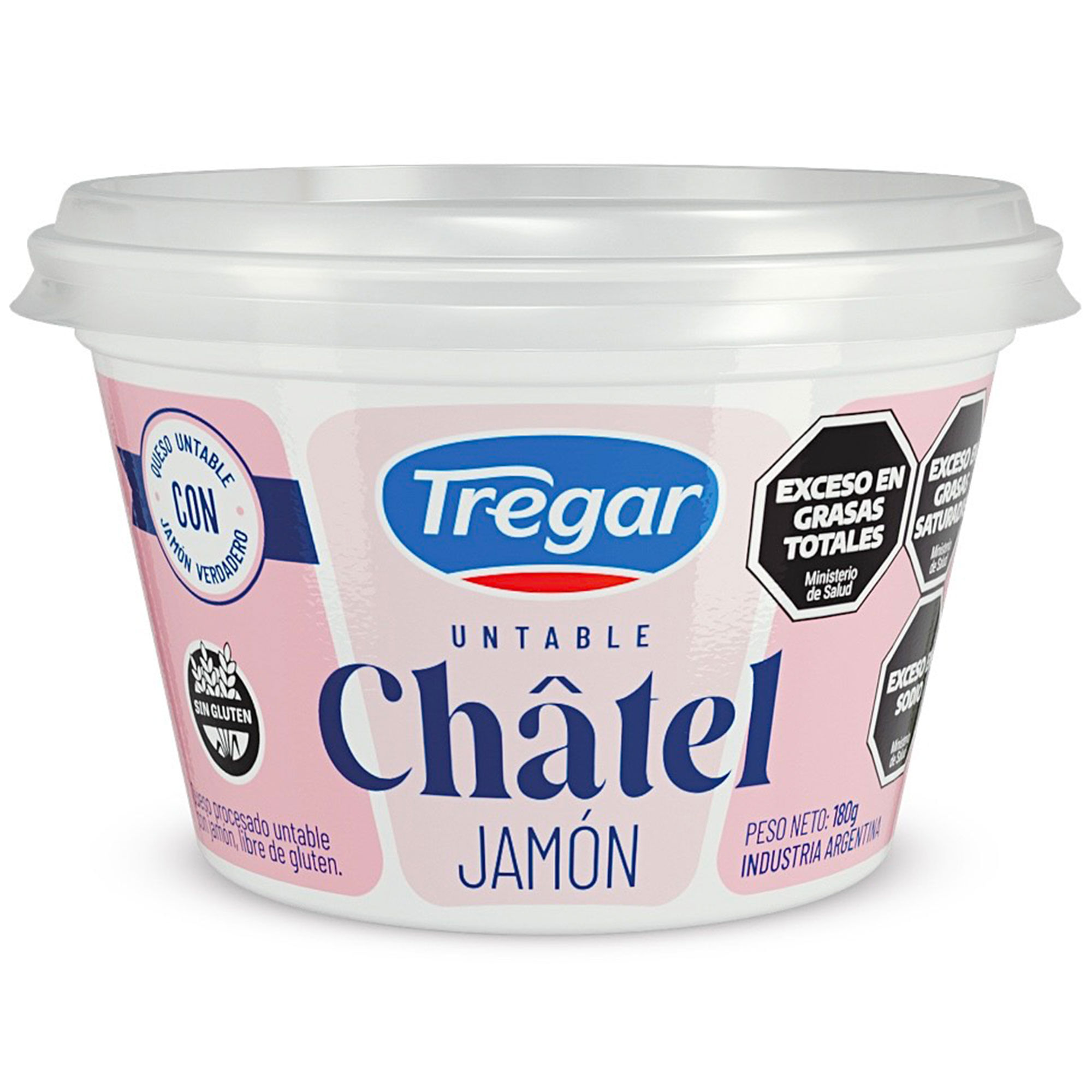 Queso neufchatel Tregar con jamón en pote 180 g.