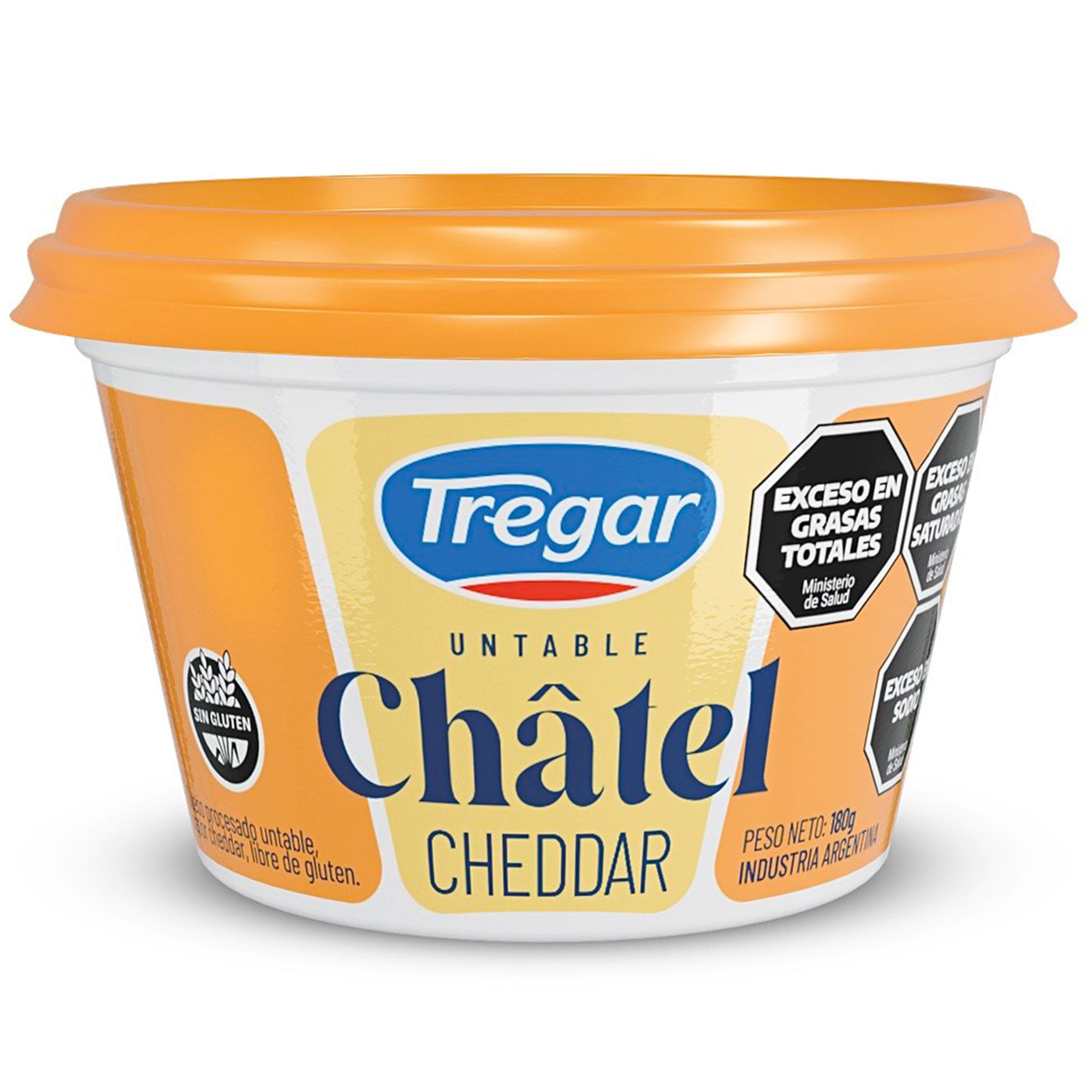 Queso untable Tregar cheddar light en pote 190 g.