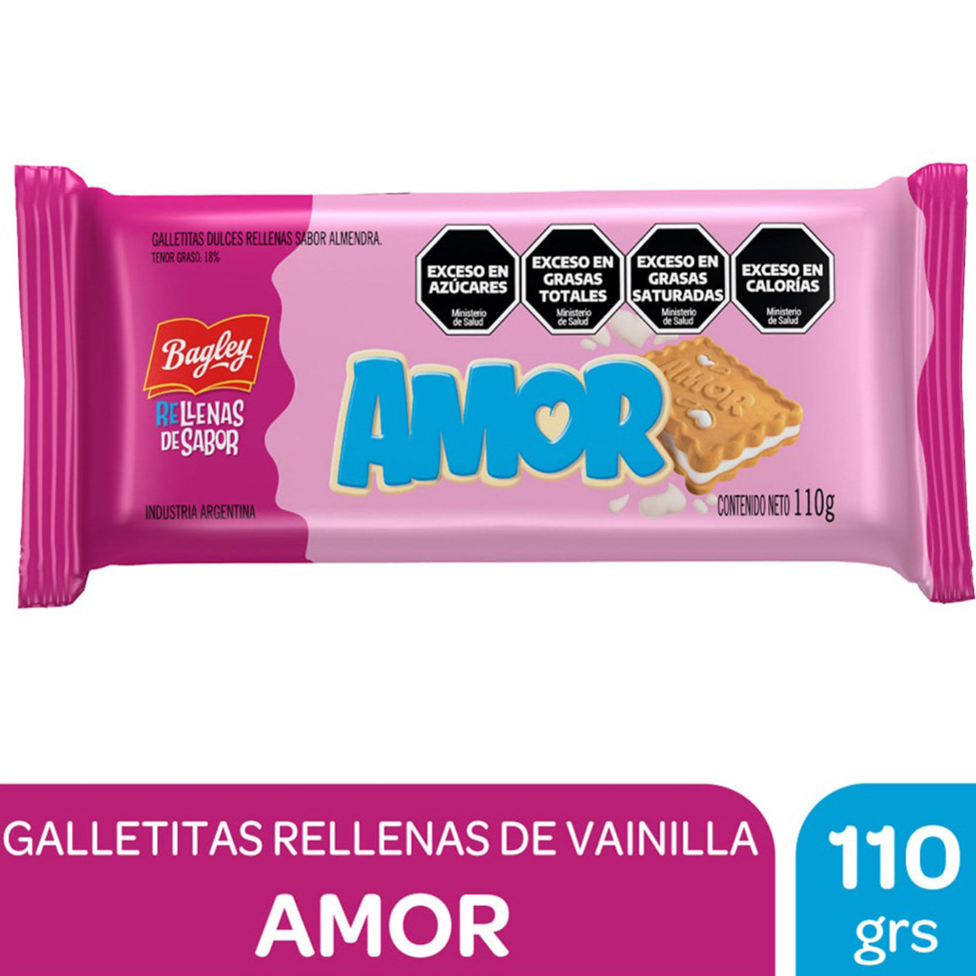 Galletitas dulces rellenas de vainilla Amor 110 grs